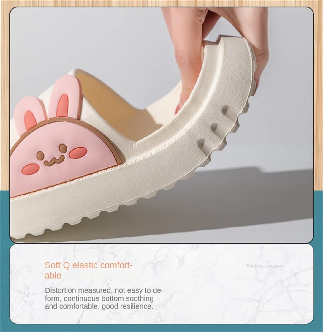 Women's & Men's Summer Cartoon Animal Slippers - Cute Rabbit & Bear Design Thick Sole Home Sandals for Couples | Comfortable Indoor/Outdoor House Shoes for Relaxation & Casual Wear