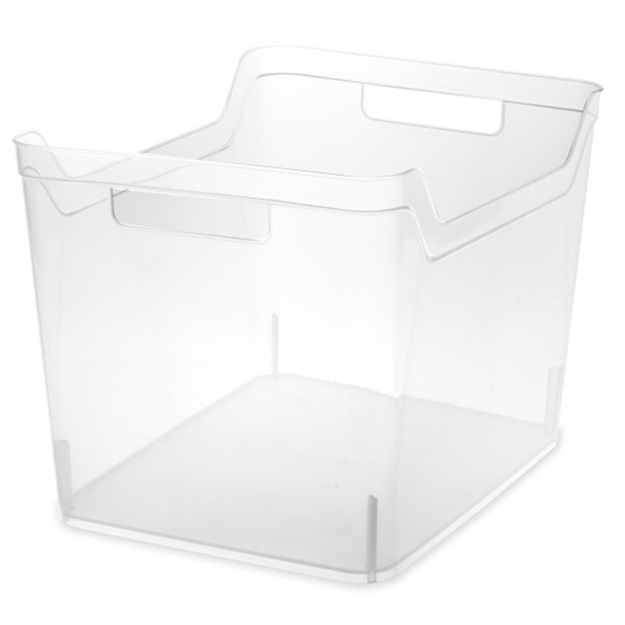 Sterilite Clear Plastic Storage Bins with Handles - 24 Pack Wide Shelf Organizer for Home, Kitchen, Office - Durable Open Top Baskets for Pantry, Closet, Toy & Craft Organization