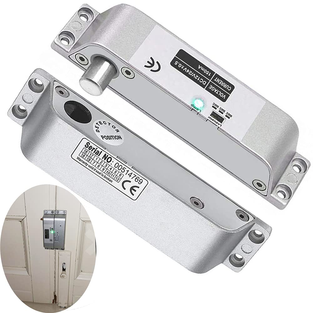 Upgraded DC12V Electric Drop Bolt Lock - Fail Safe Mode with Adjustable Time Delay, Secure Electric Mortise Lock for Door Access Control (Silver) | Ideal for Home Security, Office Doors & Commercial Access Systems