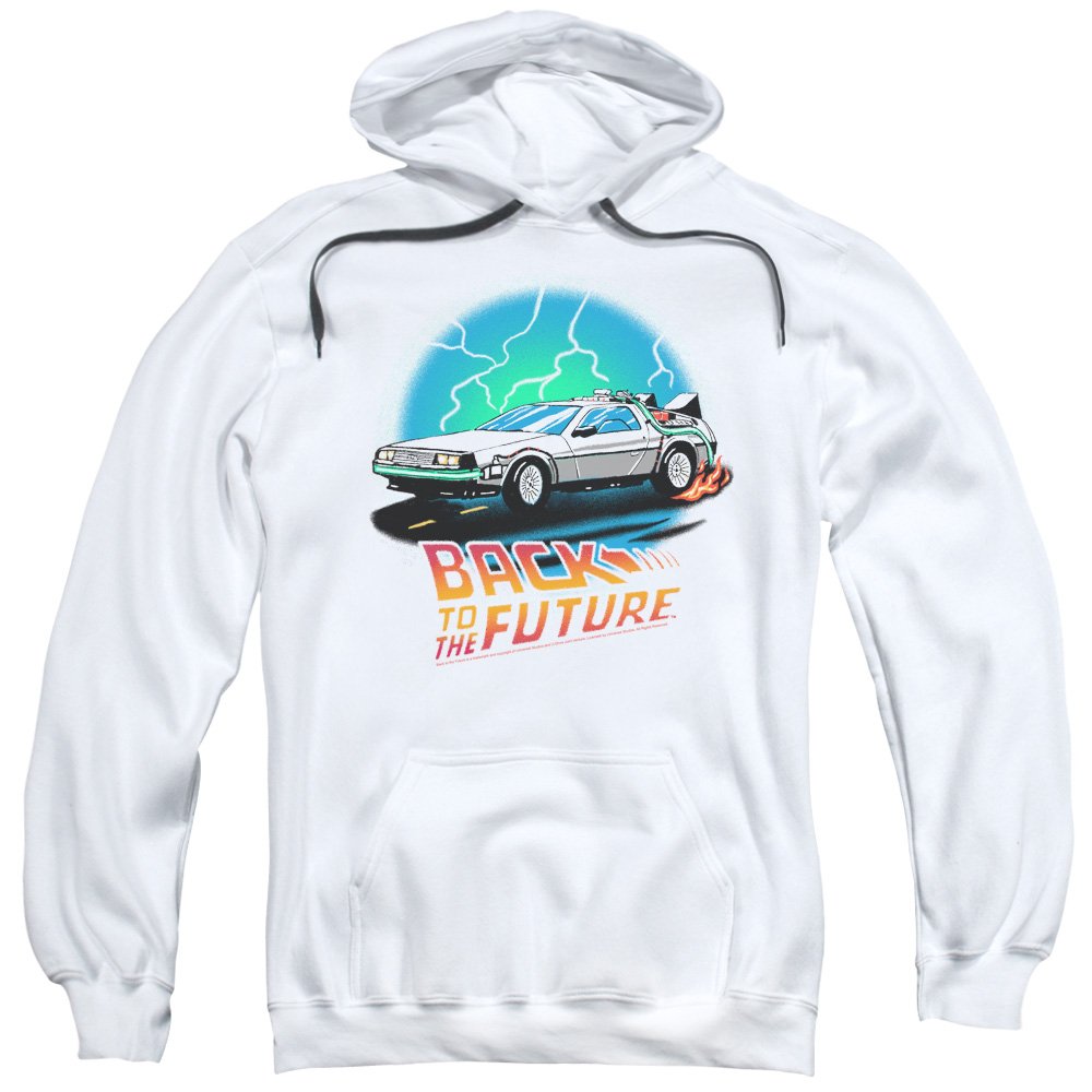 Back to The Future Mens Airbrush Pullover Hoodie | BTTF Movie Inspired Sweatshirt | Perfect for Cosplay, Halloween & Casual Wear