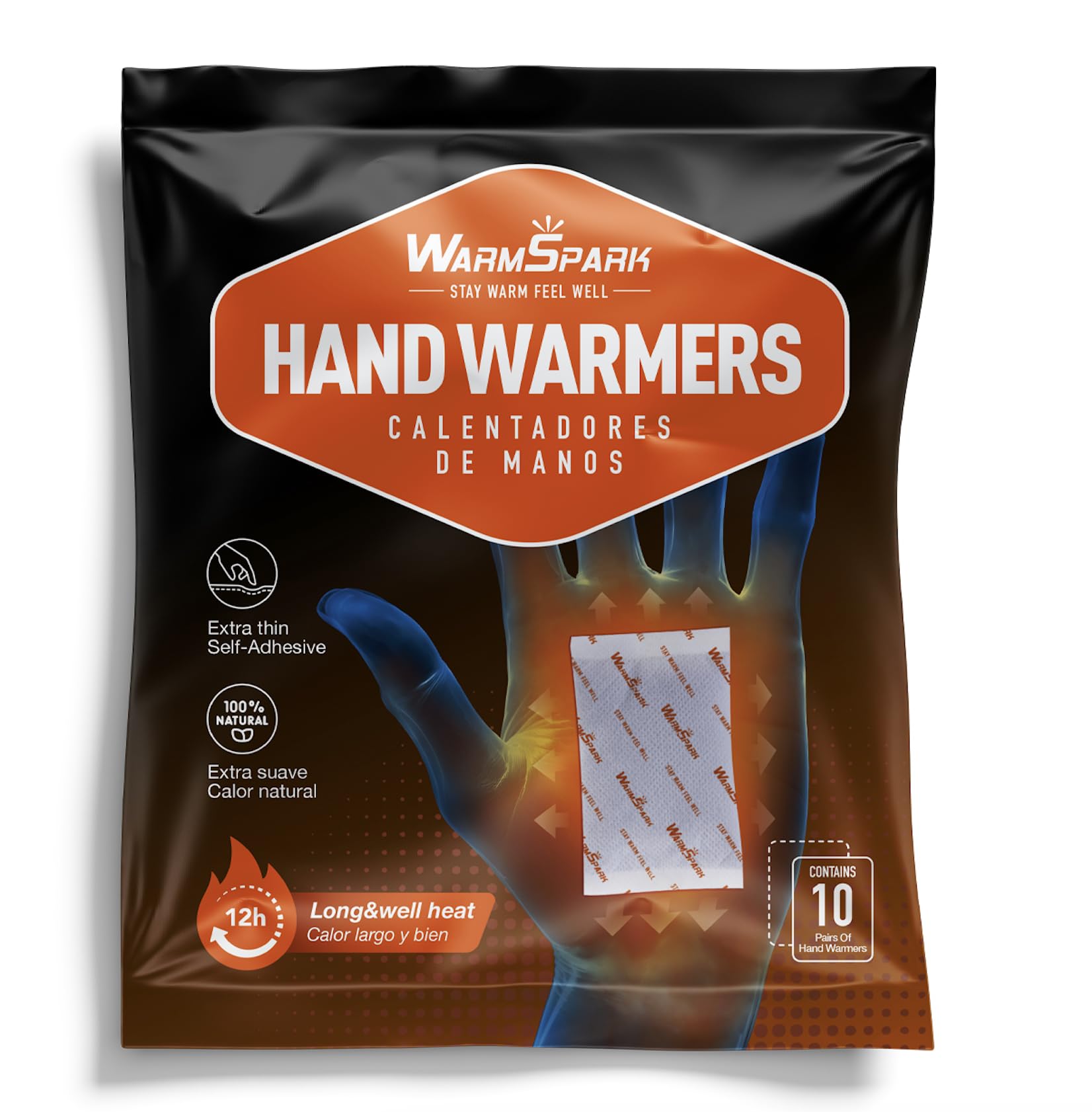 Disposable Hand Warmers - Air Activated Heat Packs for Hands, Toes & Body (12 Hours Long Lasting Warmth) - Perfect for Winter Sports, Hunting & Outdoor Activities - WarmSpark