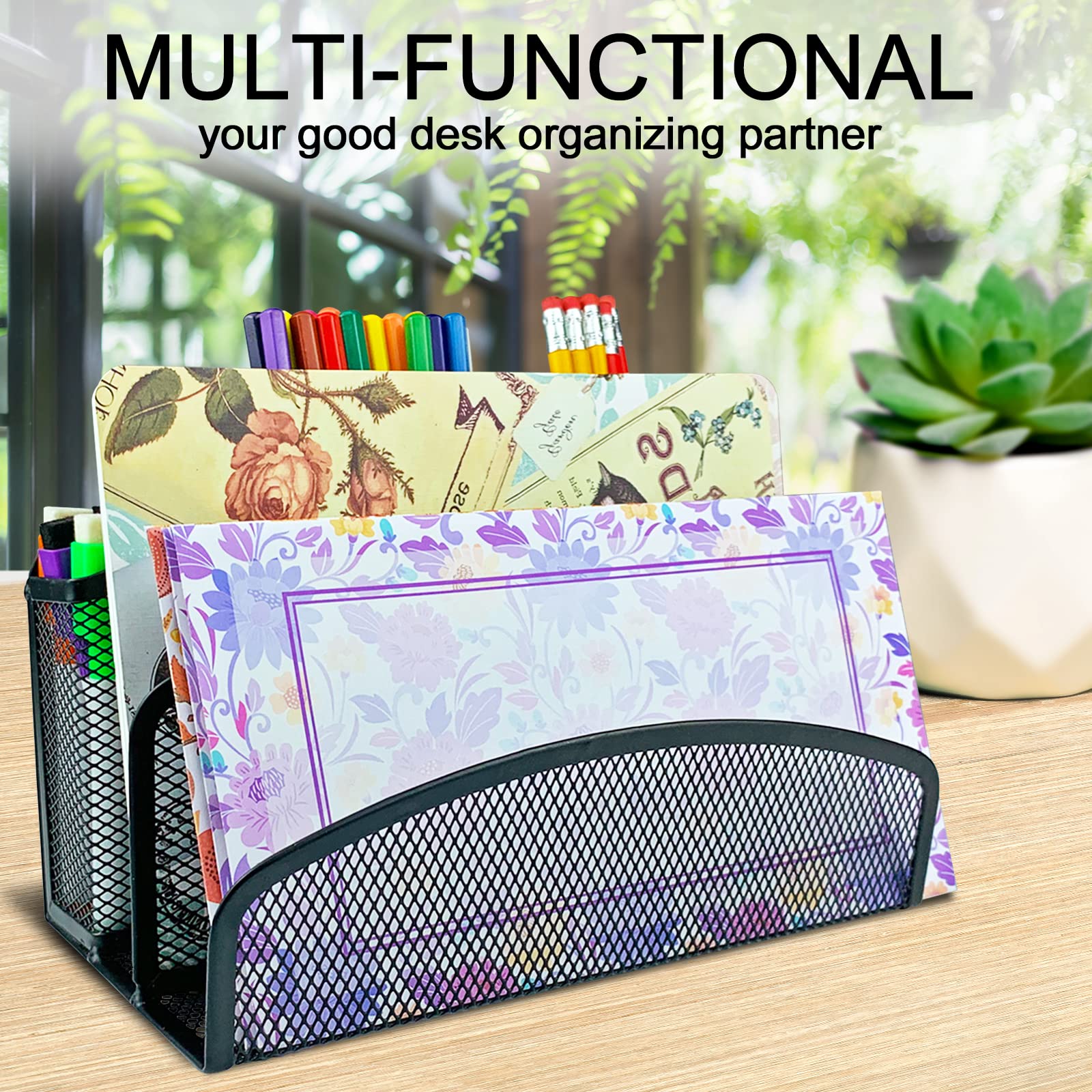 Paper Master Mesh Desk Organizer - Multi-Functional Pen Holder & Mail Sorter for Office, Home, School | Perfect for Organizing Stationery, Letters, and Office Supplies on Your Desk