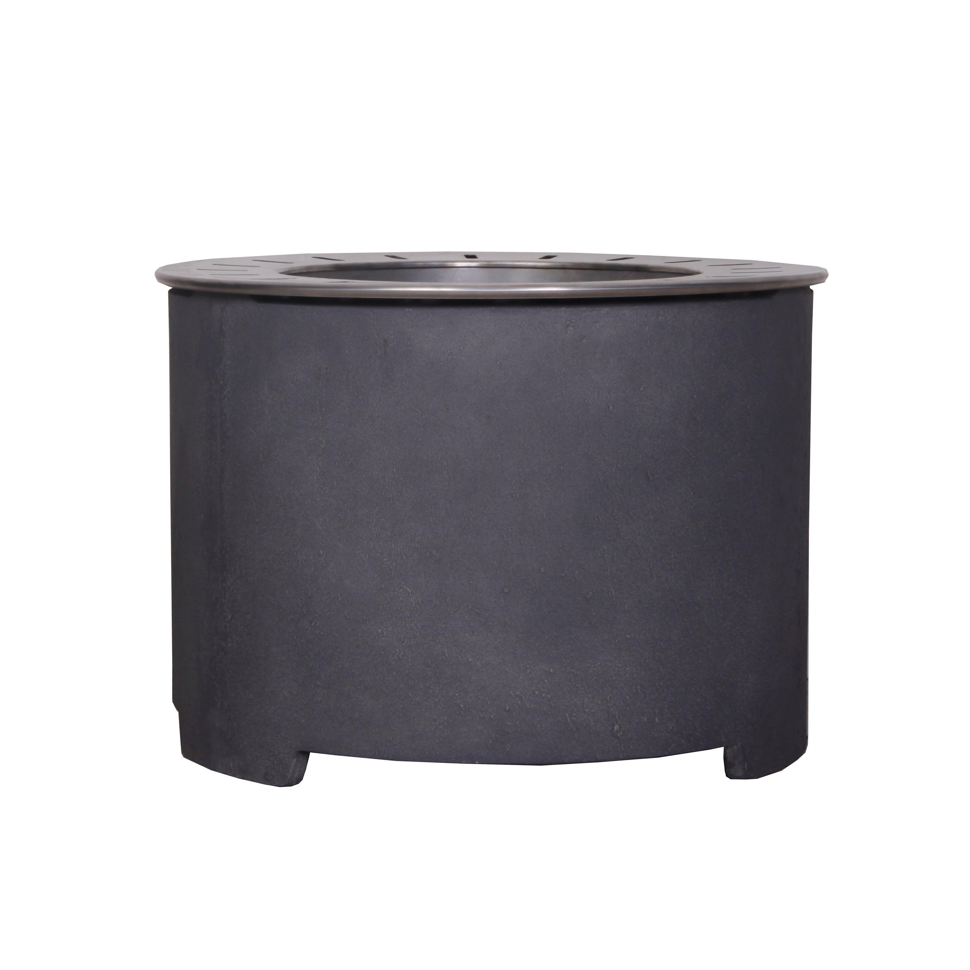Dark Grey Faux Concrete Smokeless Fire Pit - Wood Pellet, Twig & Wood Burning Outdoor Fire Bowl for Patio, Backyard, Garden & Camping (Perfect for Gatherings, Relaxation & Ambience)