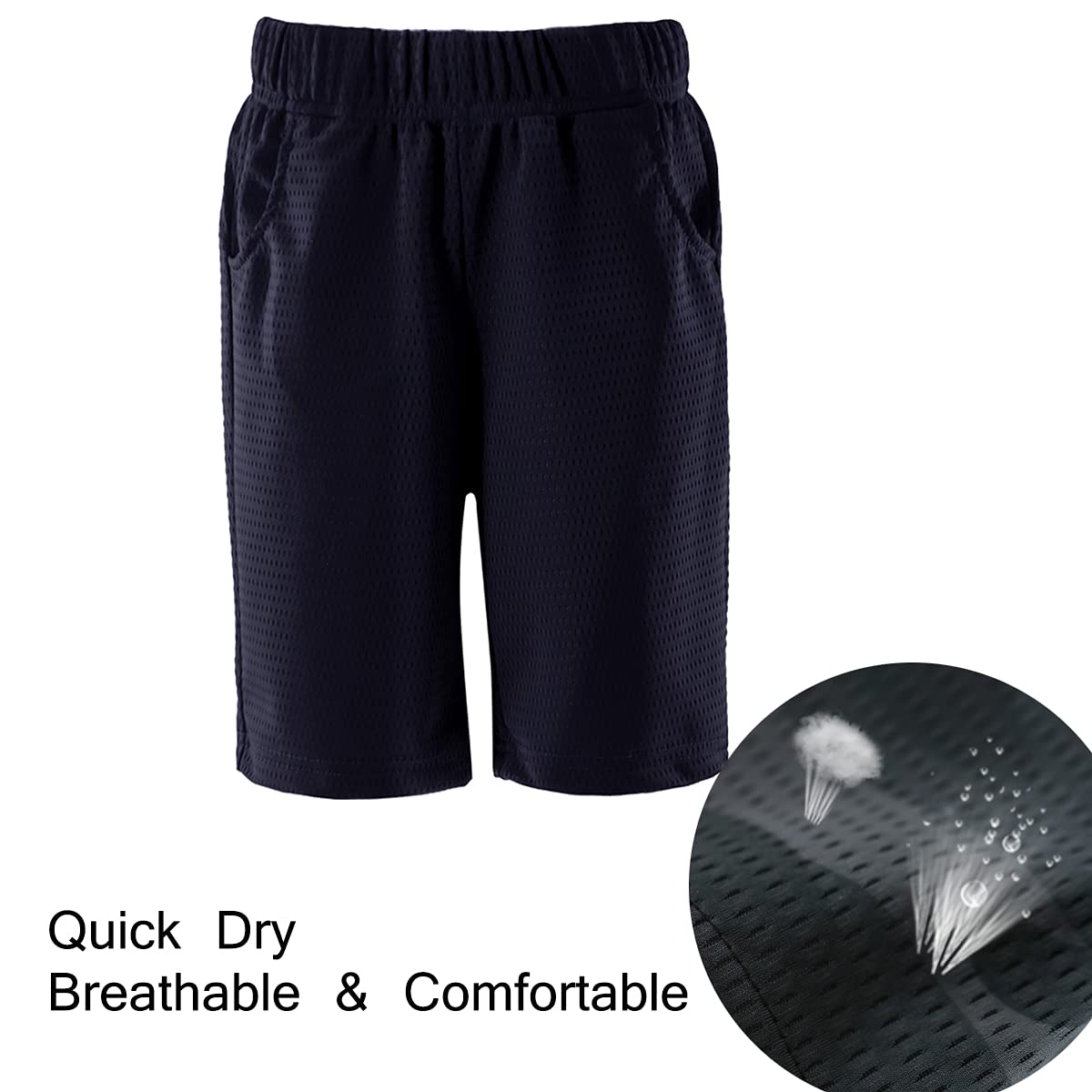 KISBINI Boys' Camo Athletic Shorts with Pockets - Breathable Sports Shorts for Running, Basketball & Outdoor Activities