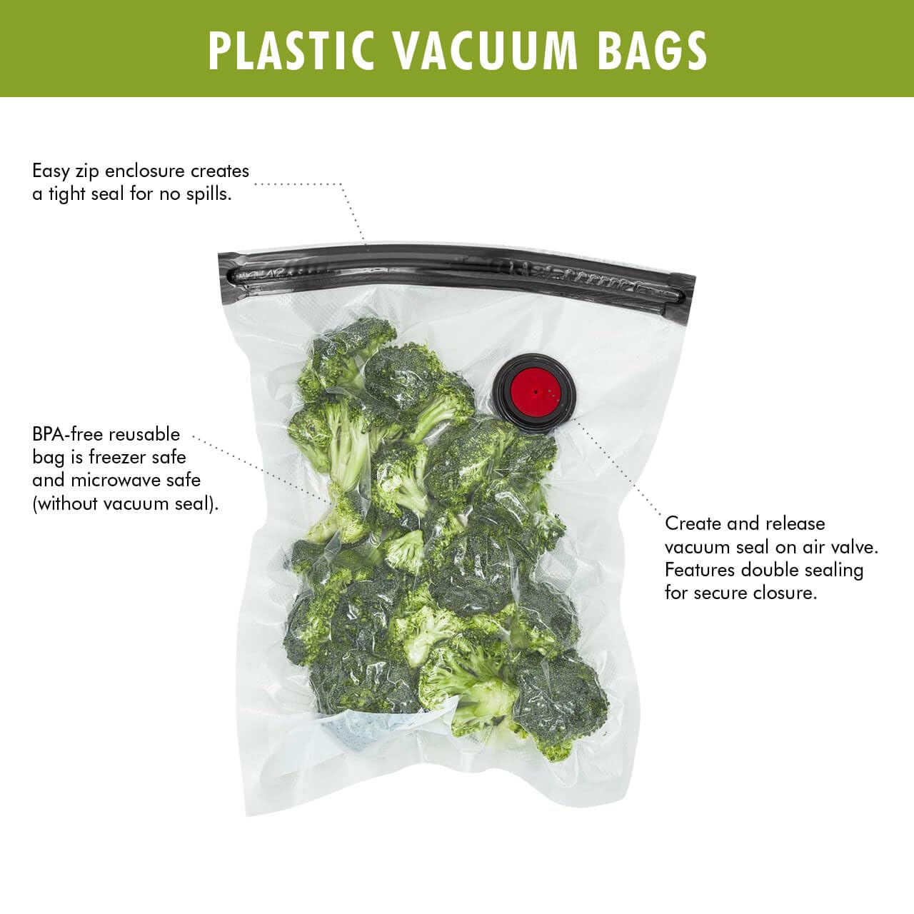 ZWILLING Fresh & Save 3-Piece Vacuum Sealer Bags for Food Storage | 2.25 Gallon Sous Vide Bags | Reusable Meal Prep & Snack Bags | Dishwasher Safe | Large Clear Food Preservation Bags for Sous Vide Cooking, Meal Prepping & Leftovers