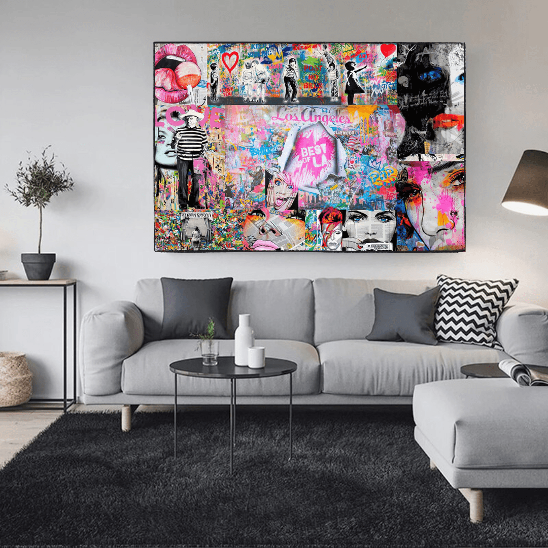 Banksy Los Angeles Hollywood Canvas Wall Art - Urban Street Art Decor for Living Room, Bedroom & Office - Unique Gift for Art Lovers