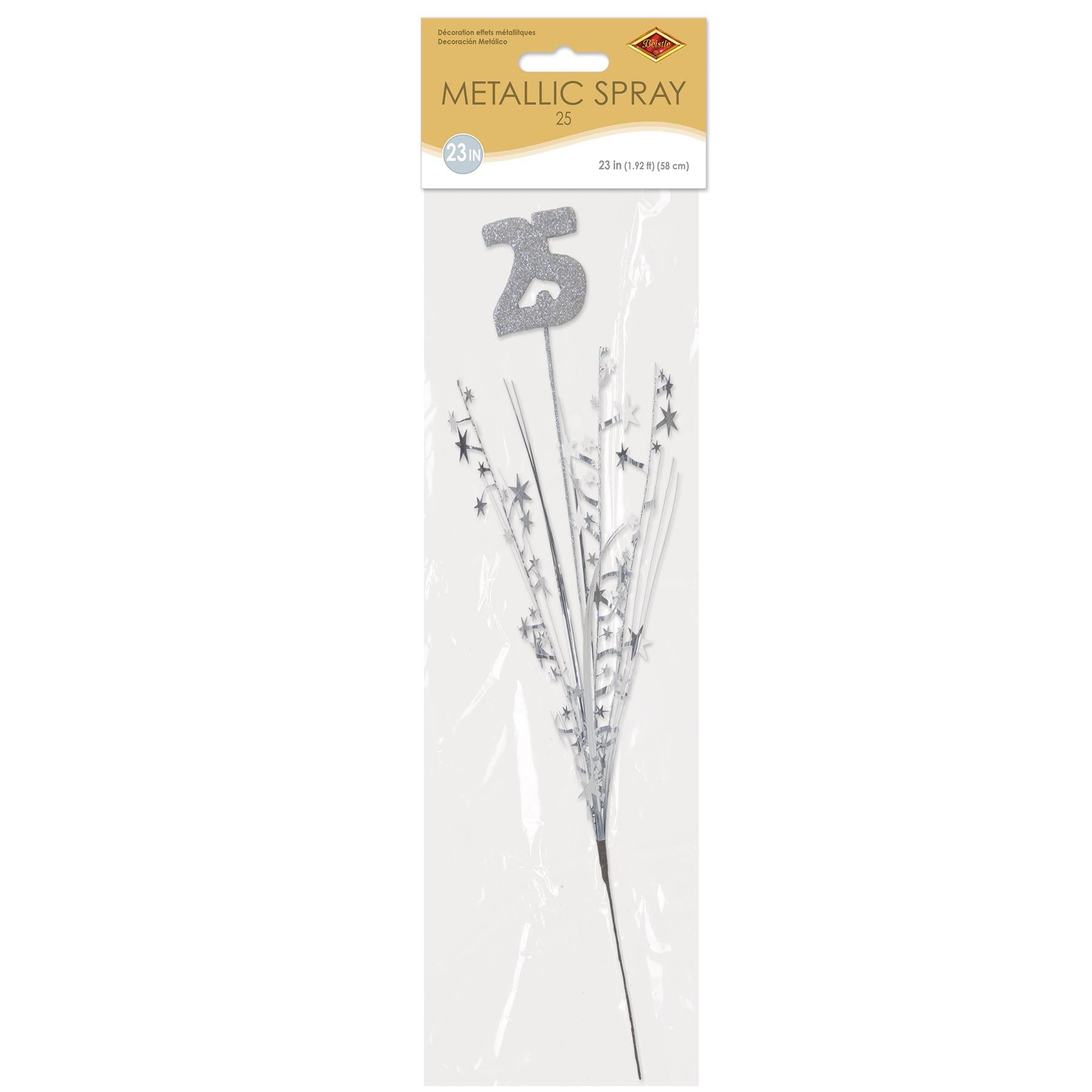 12 Pack Beistle Glittered 25th Anniversary Metallic Star Spray - Perfect for Party Decorations, Wedding Celebrations & Anniversary Events