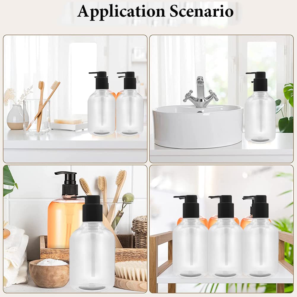 AKOAK 12oz (350ml) Refillable Plastic Pump Bottle - Leak-Proof Shampoo Dispenser, Conditioner Container & Essential Oil Bottle for Bathroom, Kitchen & Travel - BPA-Free Soap Lotion Dispenser for Home Use