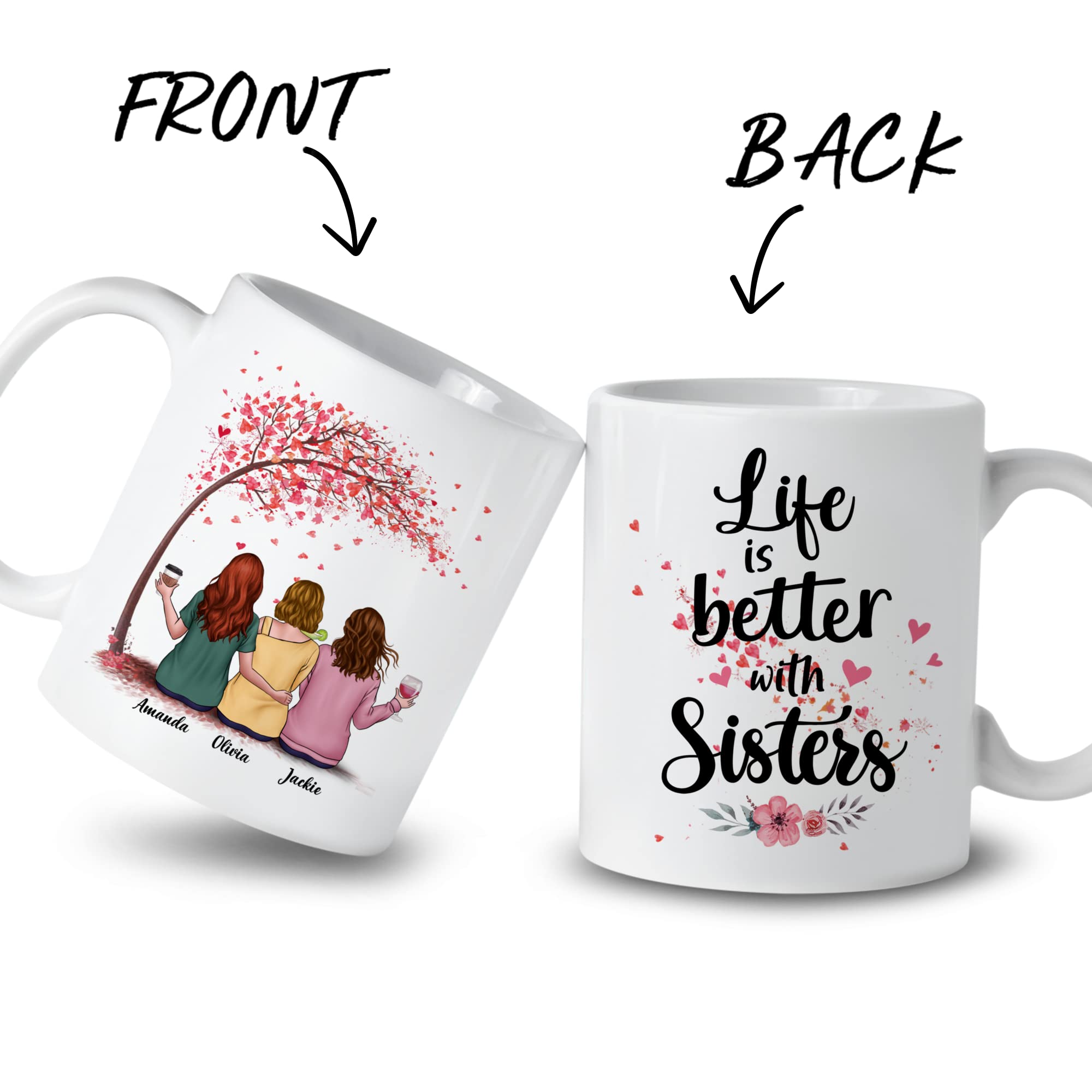 Custom Sister Coffee Mug - Personalized Gift for Women - Birthday, Christmas