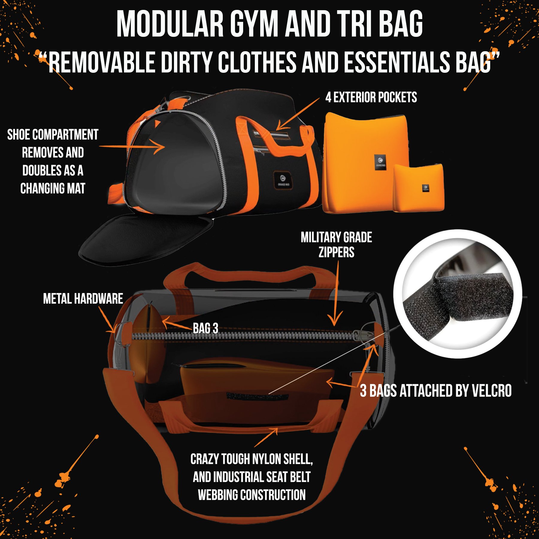 Orange Mud Modular Gear & Gym Bag for Cyclists, Runners & Yoga | Durable Outdoor Sports Backpack for Cycling, Running, Workouts & Travel