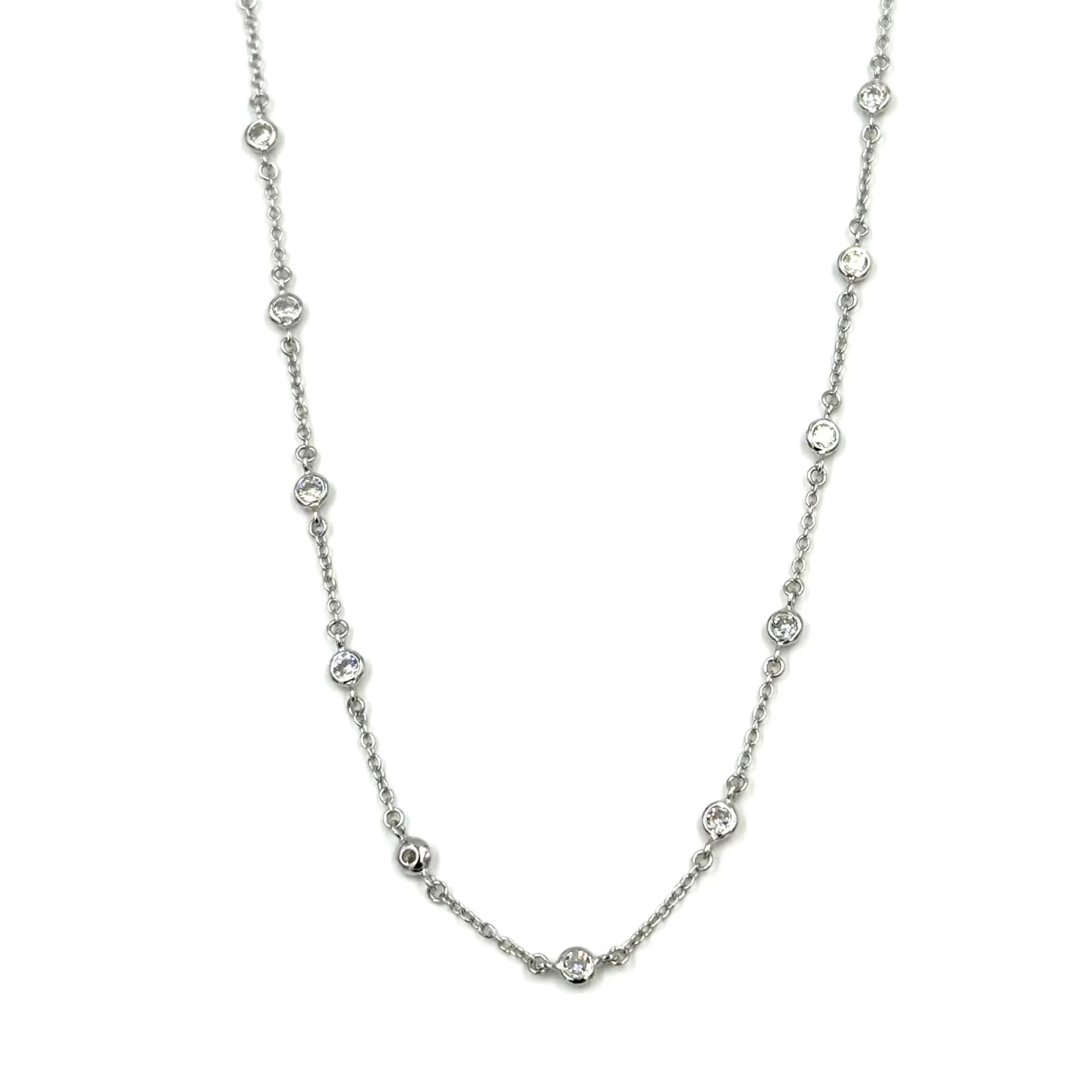 Ashley Gold Sterling Silver Multi Assorted CZ By The Yard Necklace - Elegant Layered Jewelry for Women, Perfect for Parties, Weddings & Everyday Wear