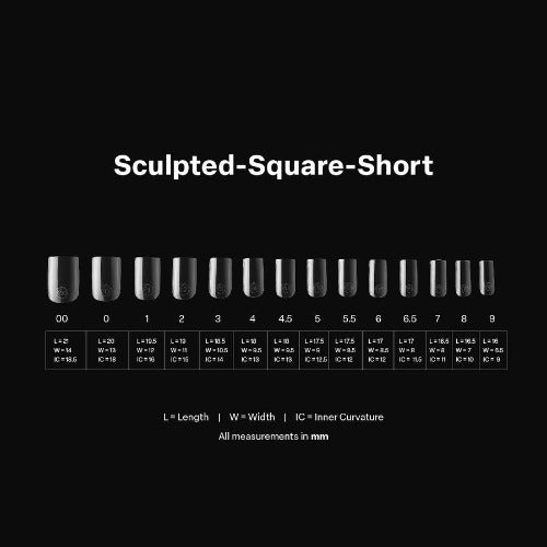 Apres Gel X Tips 2.0 (600pc) - Sculpted Short Square Nail Extensions for DIY Manicures & Salon Use | Durable & Natural-Looking Fake Nails for Home & Professional Nail Art