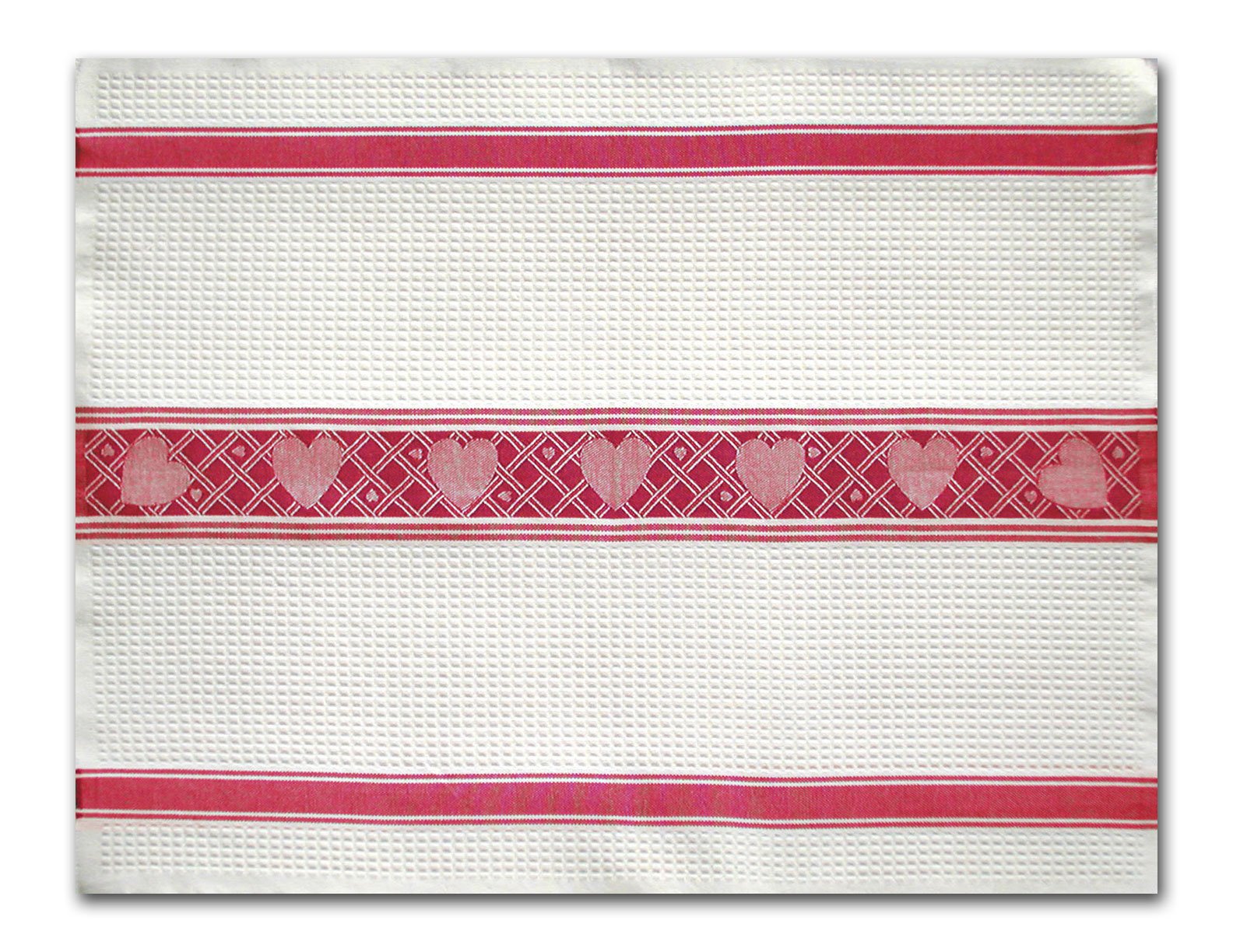 Premium Red Hearts Cotton Waffle Weave Kitchen Towels & Hand Towels Set - Absorbent, Soft & Durable for Cooking, Baking & Home Decor