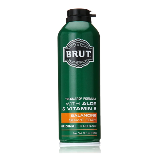 Brut Original Fragrance Balancing Shaving Foam for Men - 9.5 oz (269g) Green Formula - Smooth Shave for Sensitive Skin - Perfect for Daily Grooming & Travel