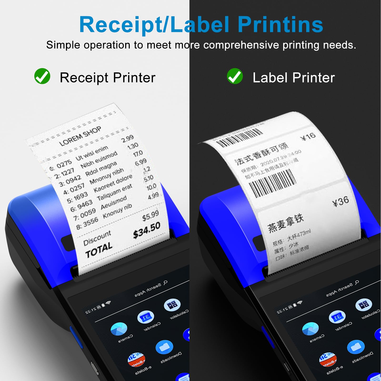 Symcode Thermal POS Receipt Printer with Android 8.0 - 5.5