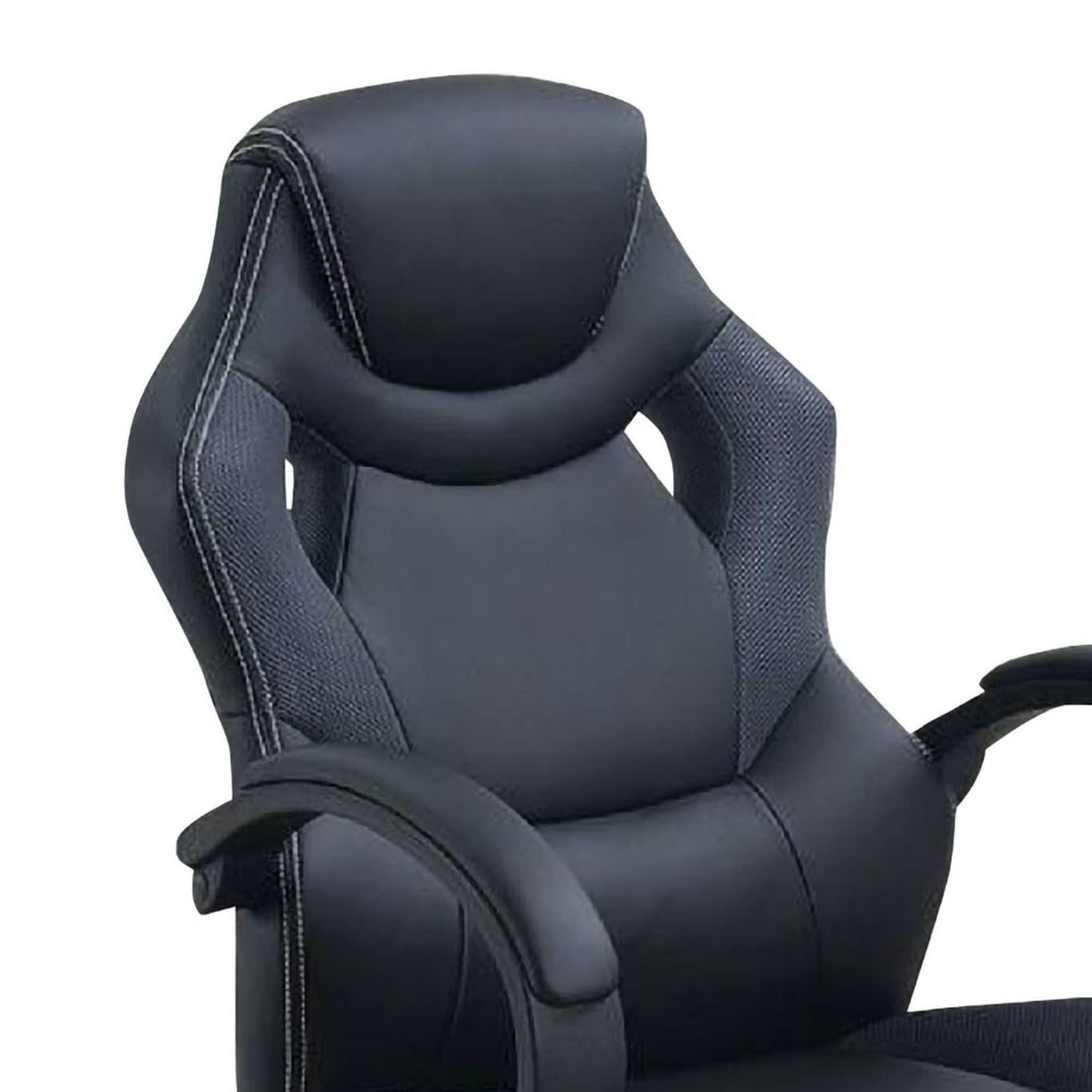 Benjara Ergonomic Office Chair with Curved Cut-Out Padded Back - Black - Comfortable Desk Chair for Home Office, Gaming & Workspace