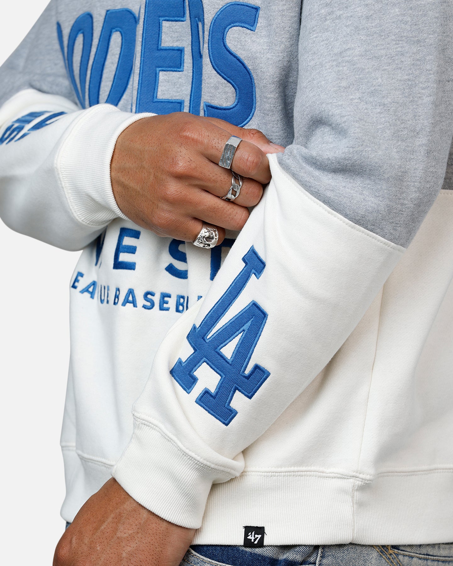 47 Brand Los Angeles Dodgers On Five Crewneck Sweatshirt - Blue & Grey - Men's Casual Baseball Fan Apparel for Game Day & Streetwear