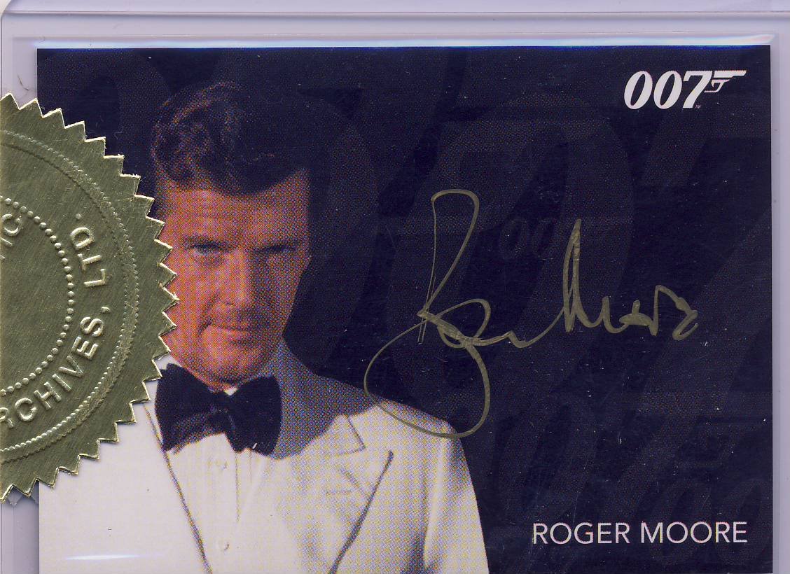 2015 James Bond Archives Trading Cards Roger Moore Gold Ink Autograph Card - Rare Collectible Memorabilia for Movie Fans & Card Collectors - Perfect for Display, Gifts, and Investment