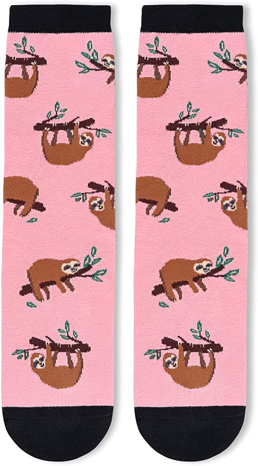 Funny Sloth Socks for Women - Cute Novelty Animal Socks Gifts for Mom, Girlfriend, Wife - Soft Comfortable Crew Socks - Perfect for Christmas, Birthday, Relaxing at Home or Fun Outfits