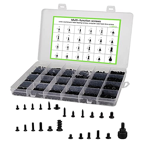 Computer Replacement Screws Kit - 1138Pcs Laptop Notebook PC Phillips Screw Assortments for Case, Motherboard, Standoffs, Hard Drive, Fan, Power, Graphics (Round & Flat Head) - Perfect for DIY Repairs & Upgrades