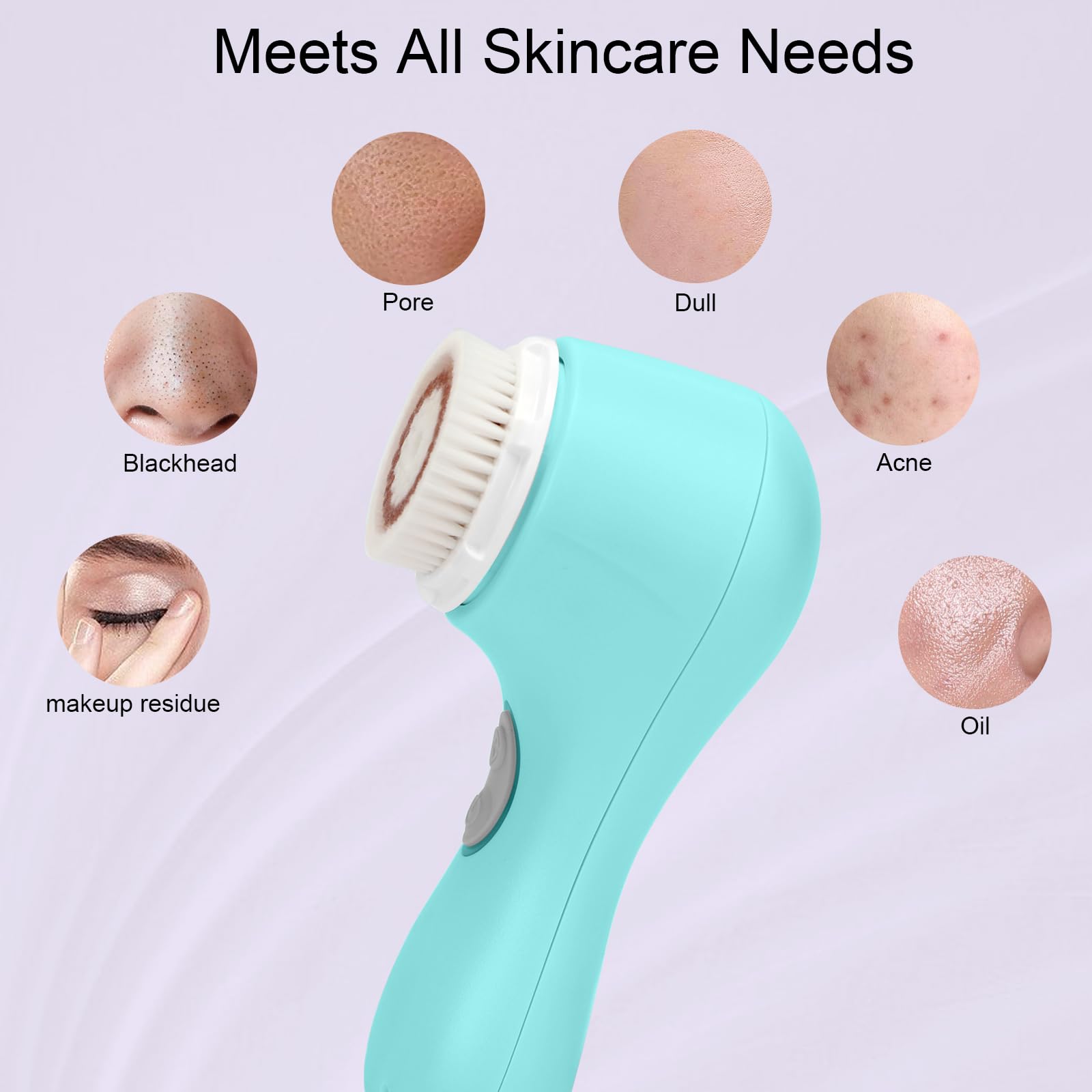 Mia 2 Acoustic Wave Facial Cleansing Brush - Deep Pore Cleaner for Glowing Skin, Waterproof & Rechargeable (Sea Breeze) | Perfect for Daily Skincare Routine & Travel