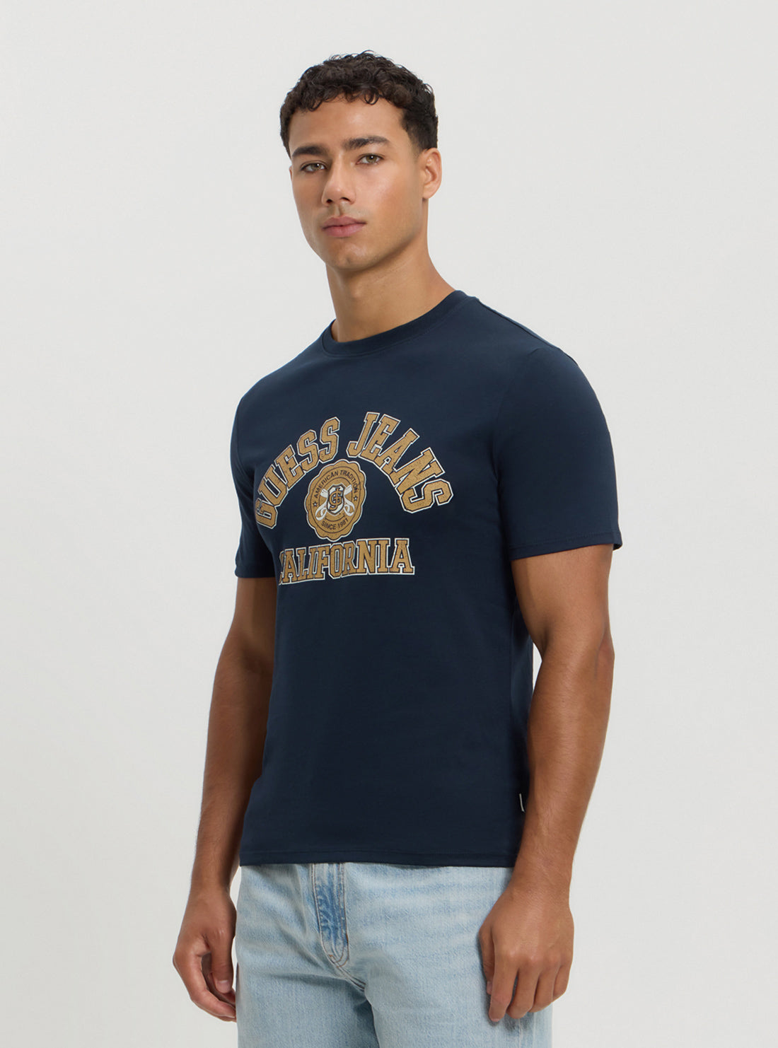 Guess Women's Navy Printed T-Shirt - Casual Short Sleeve Cotton Tee for Everyday Wear & Street Style Outfits