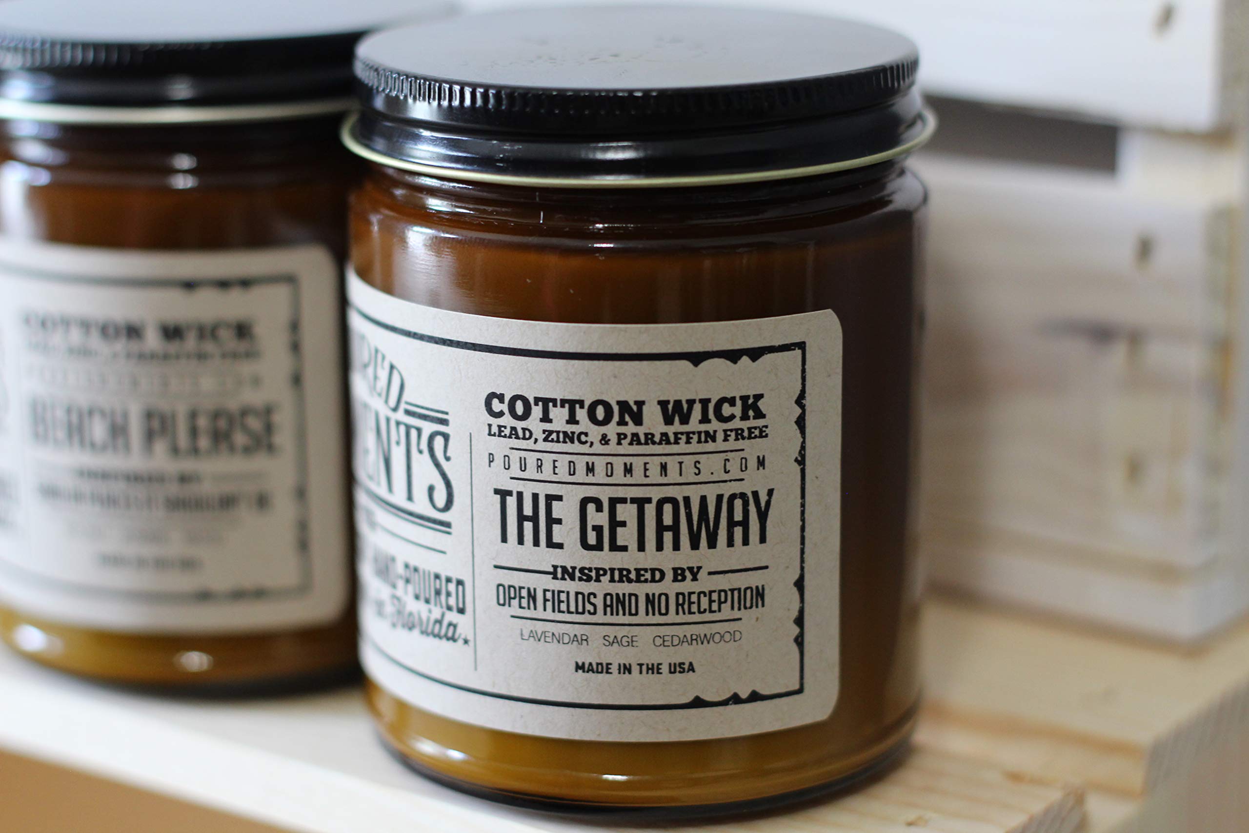 Poured Moment 100% All-Natural Soy Candles | American Made, Non-Toxic with Slow-Burning Wicks | The Getaway Scent | 9 oz Aromatherapy Candle for Relaxation & Home Decor
