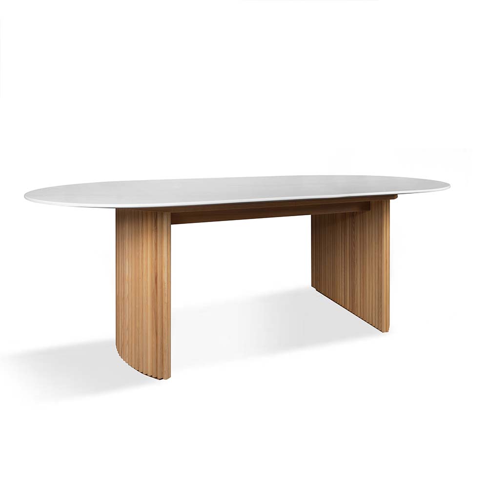 FLEUR 200cm Solid Oak & Marble Dining Table - Modern Farmhouse Style for Dining Room, Kitchen, and Entertaining Areas
