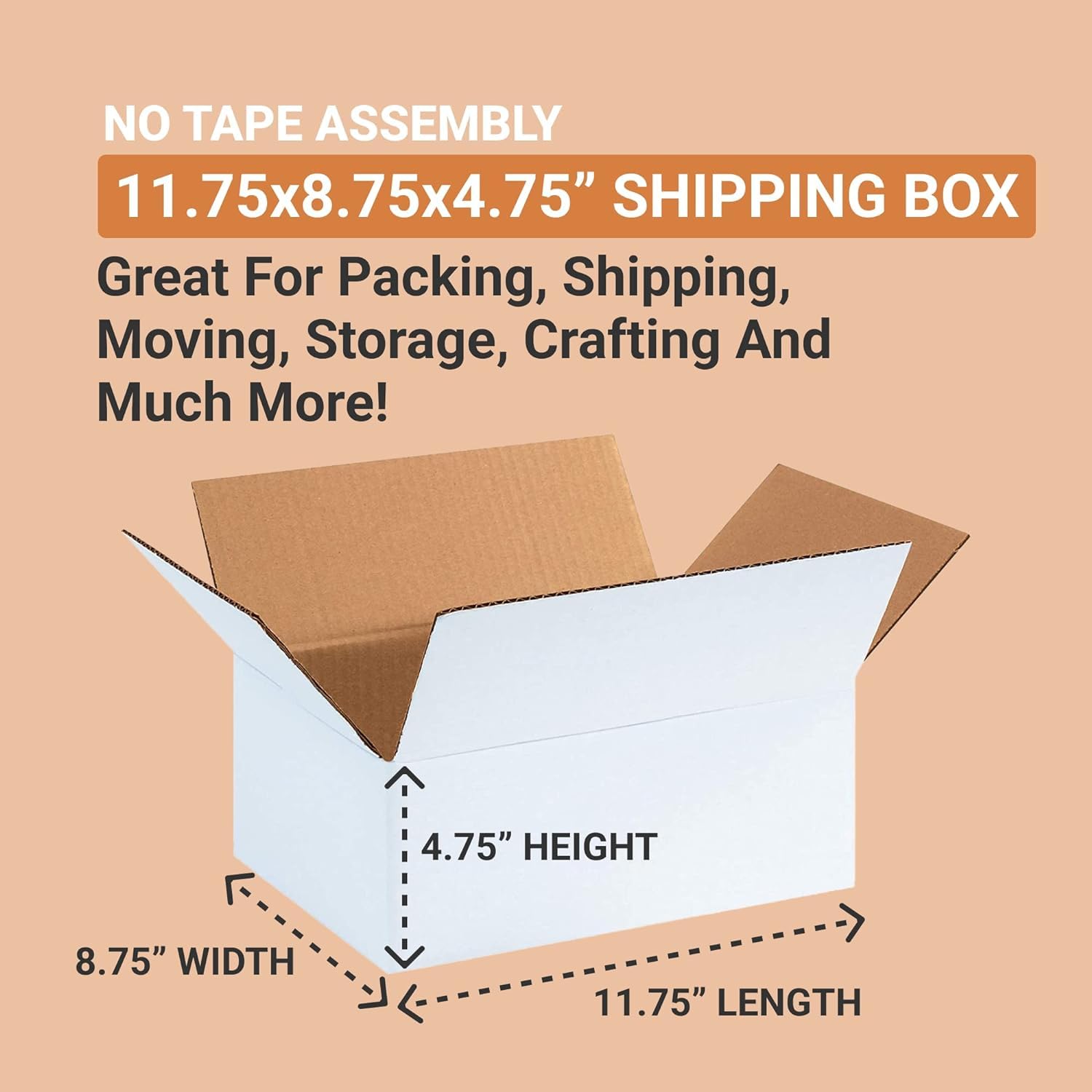 AVIDITI 20x20x20 Inches White Corrugated Shipping Boxes (25 Pack) - Small Business Packaging, Mailing, Gift Boxes & Storage Solutions for Ecommerce, Home & Office Organization