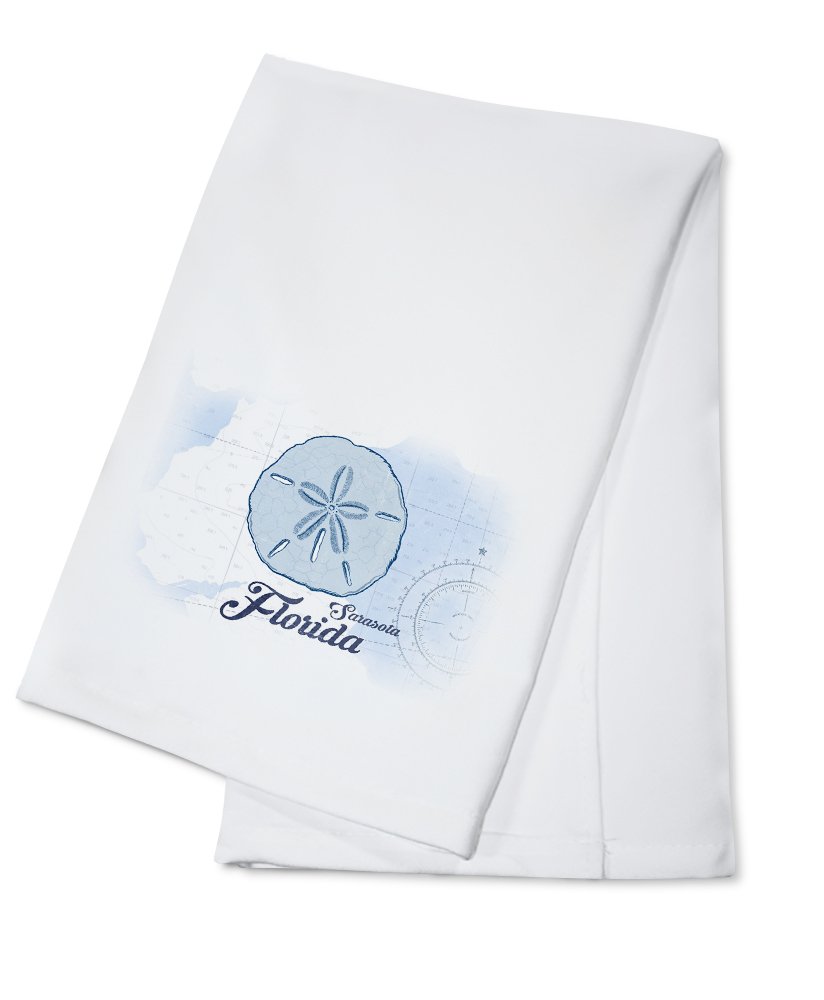 Blue Sand Dollar Coastal Tea Towel - 100% Cotton Decorative Hand Towel for Kitchen & Bathroom | Sarasota Florida Beach House Decor, Coastal Home Accessories | Perfect for Beach Themed Kitchens, Guest Bathrooms & Coastal Cottage Decor
