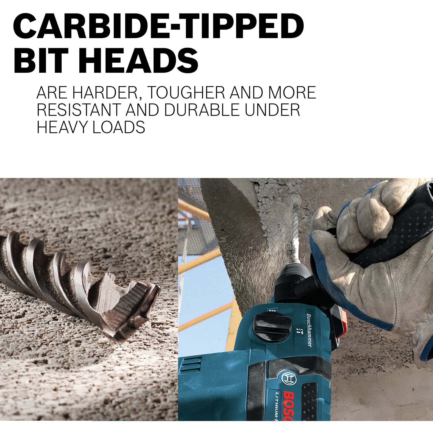 BOSCH 11255VSR Bulldog Xtreme 8 Amp 1-Inch Corded Variable Speed SDS-Plus Rotary Hammer Drill for Concrete & Masonry with HCK001 7-Piece Carbide-Tipped SDS-Plus Drill Bit Set - Perfect for Professional Construction, Demolition, and DIY Home Improvement Projects