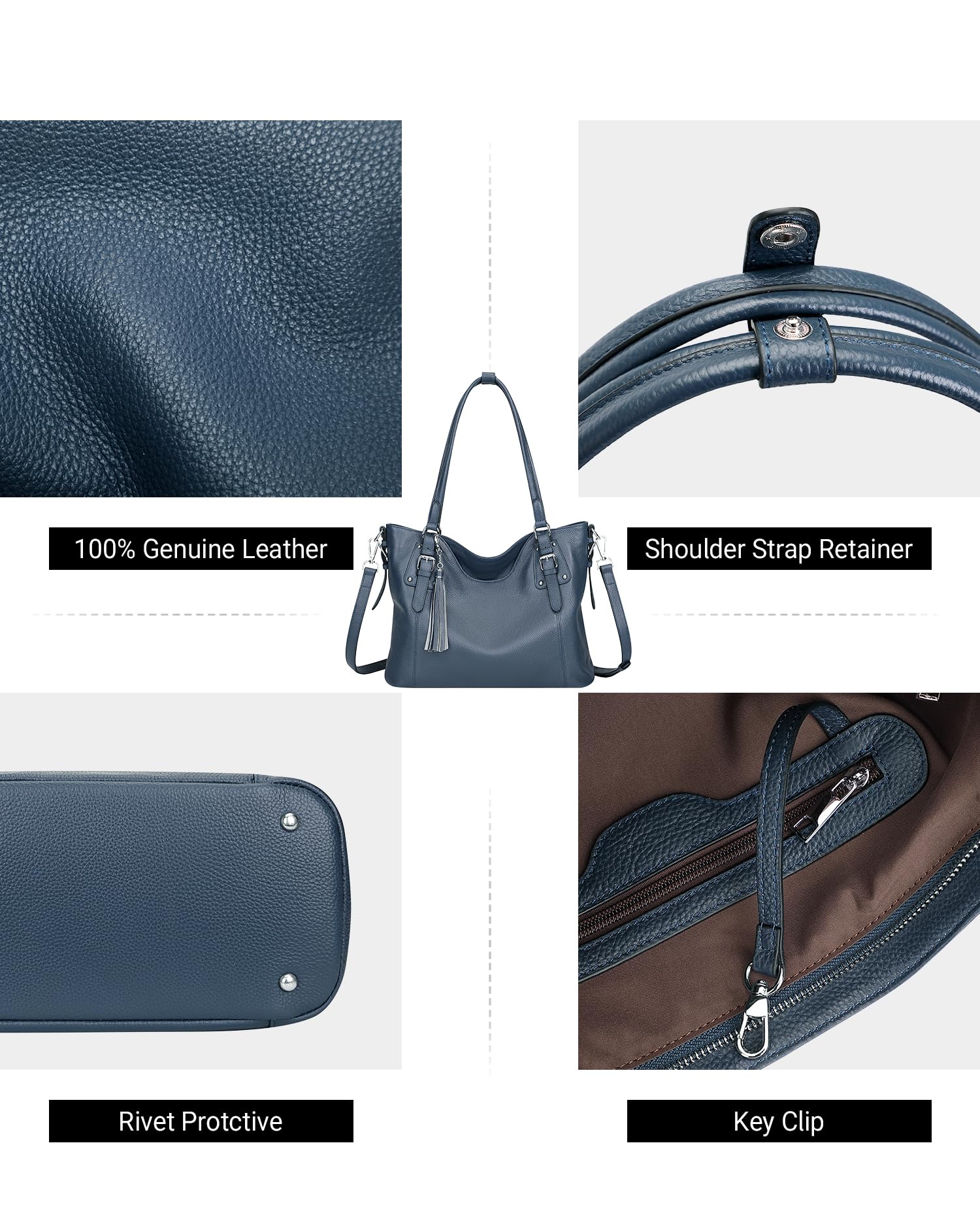 Genuine Leather Women's Shoulder Bag Tote Crossbody Purse - Soft & Stylish Handbag for Work, Travel & Everyday Use