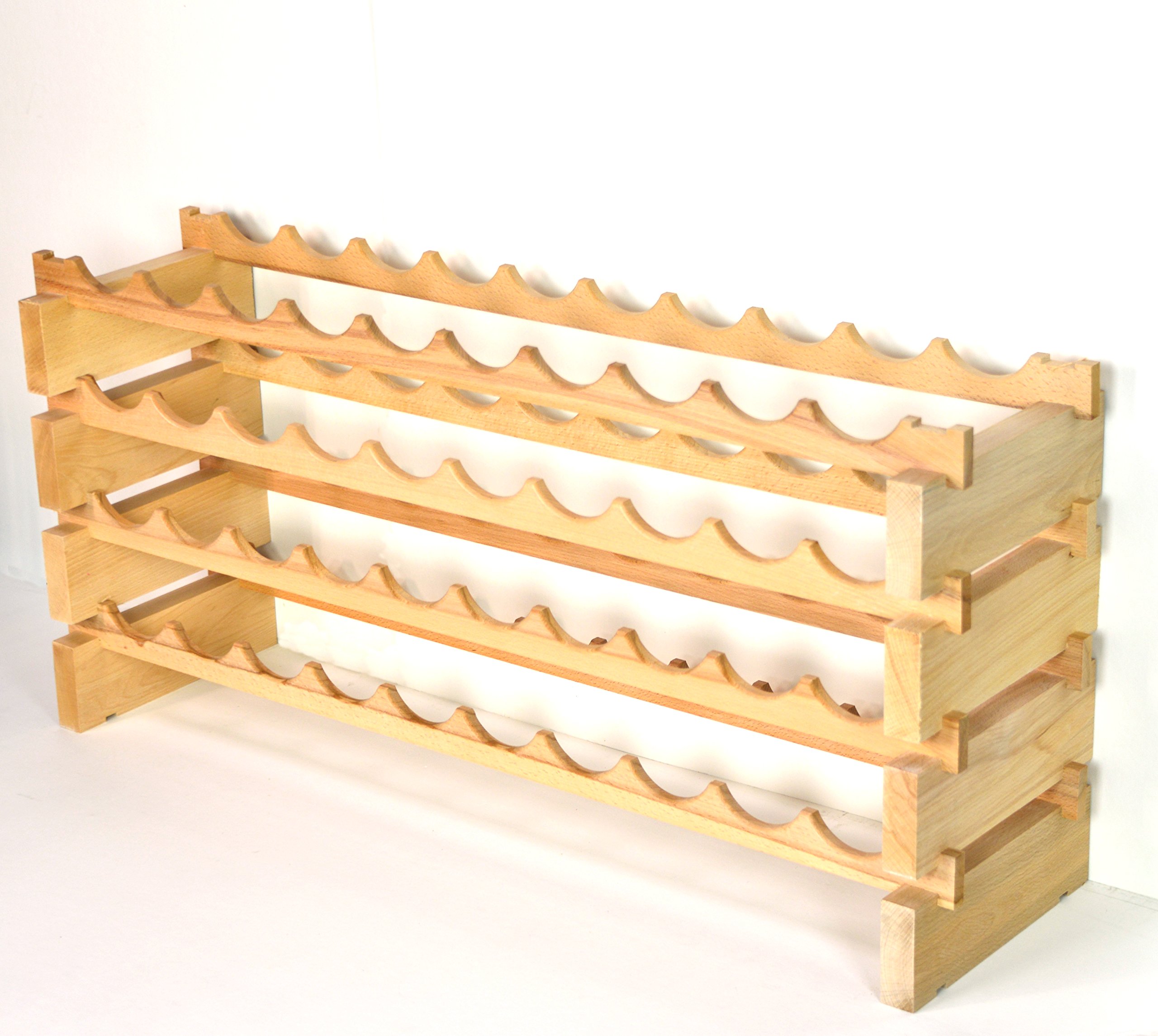 Premium Modular Wine Rack - Beechwood Storage for 40-120 Bottles (10 Across, 12 Rows) - Newest Improved Design | Perfect for Home Cellars, Wine Bars & Restaurants
