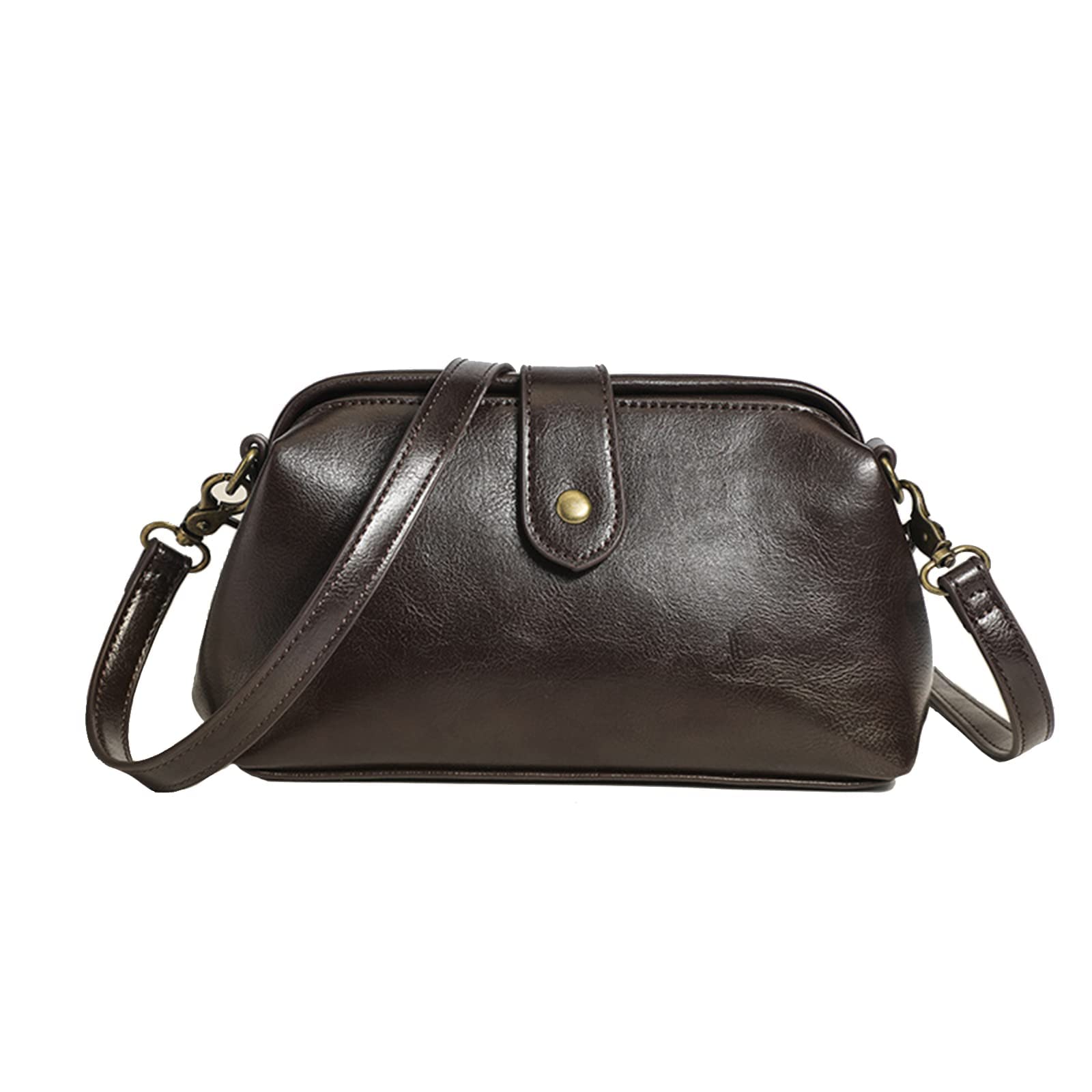 HAIKAI Premium Genuine Leather Retro Handbag - Vintage Handmade Women's Shoulder Bag, Messenger Purse & Doctor Bag (Coffee) - Perfect for Work, Travel & Everyday Fashion Accessory