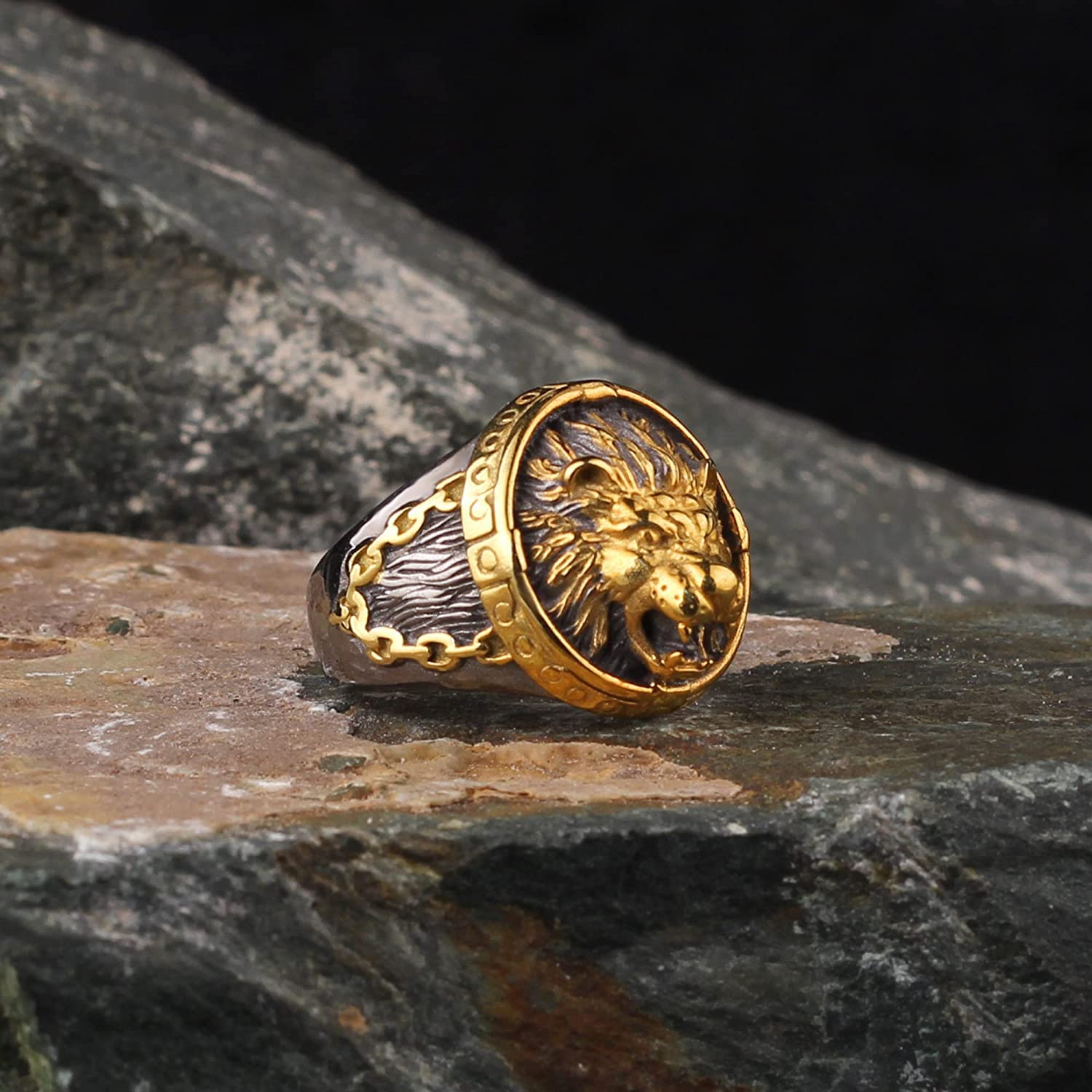 Gold Lion Head Men's Ring - Zodiac Sign Jewelry for Men - Turkish Gold Lion Ring - Perfect for Gifts, Weddings & Special Occasions