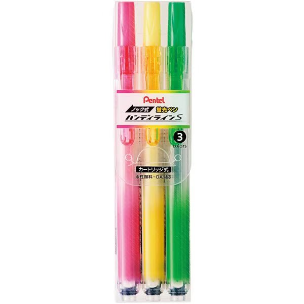 Pentel Knock Handyline S Highlighter Set - 6 Vibrant Colors for Note Taking, Studying & Office Use - Ideal for Students, Teachers & Professionals