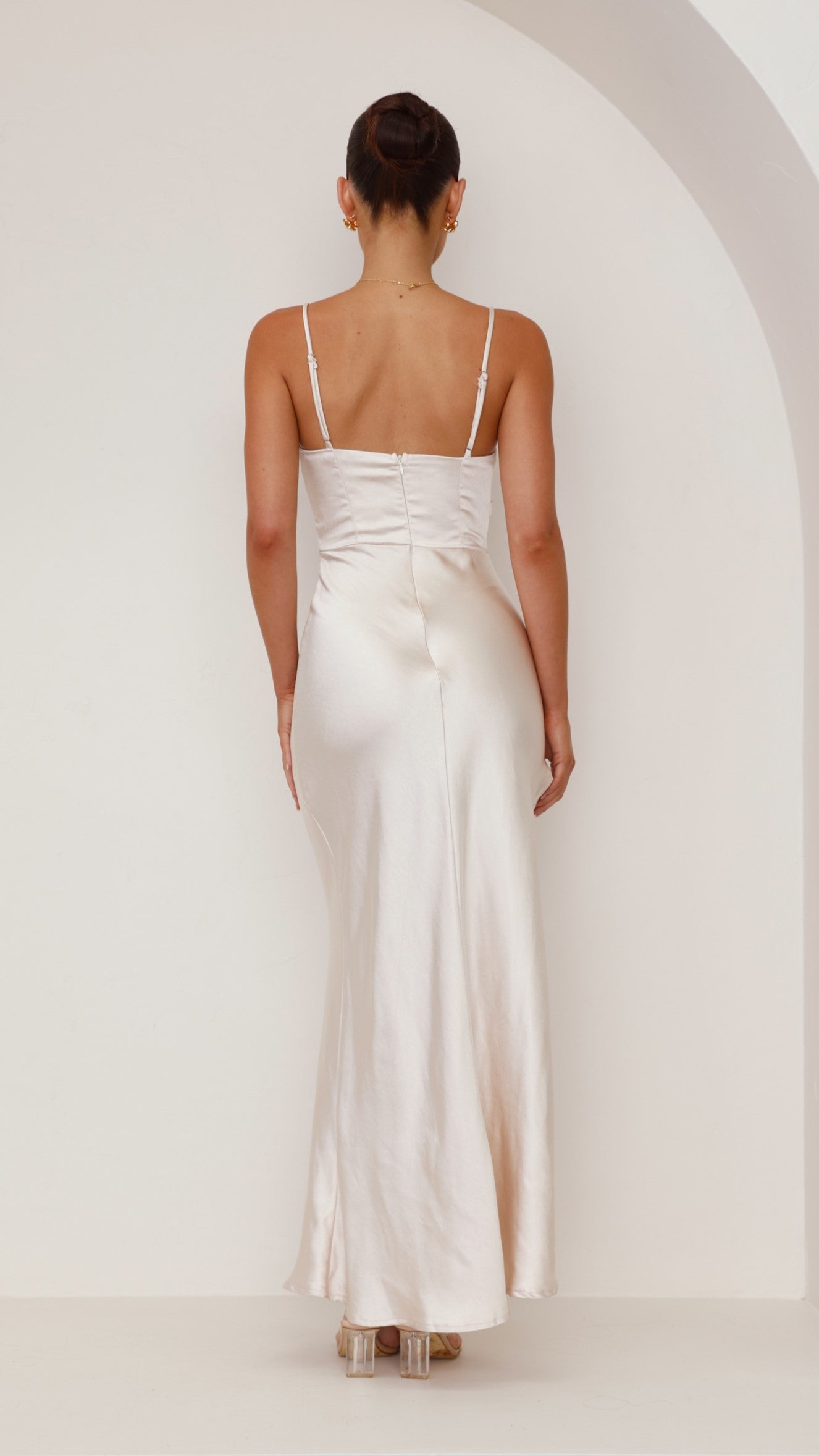 Ava Maxi Dress Elegant Champagne Color - Perfect for Weddings, Parties & Summer Outings