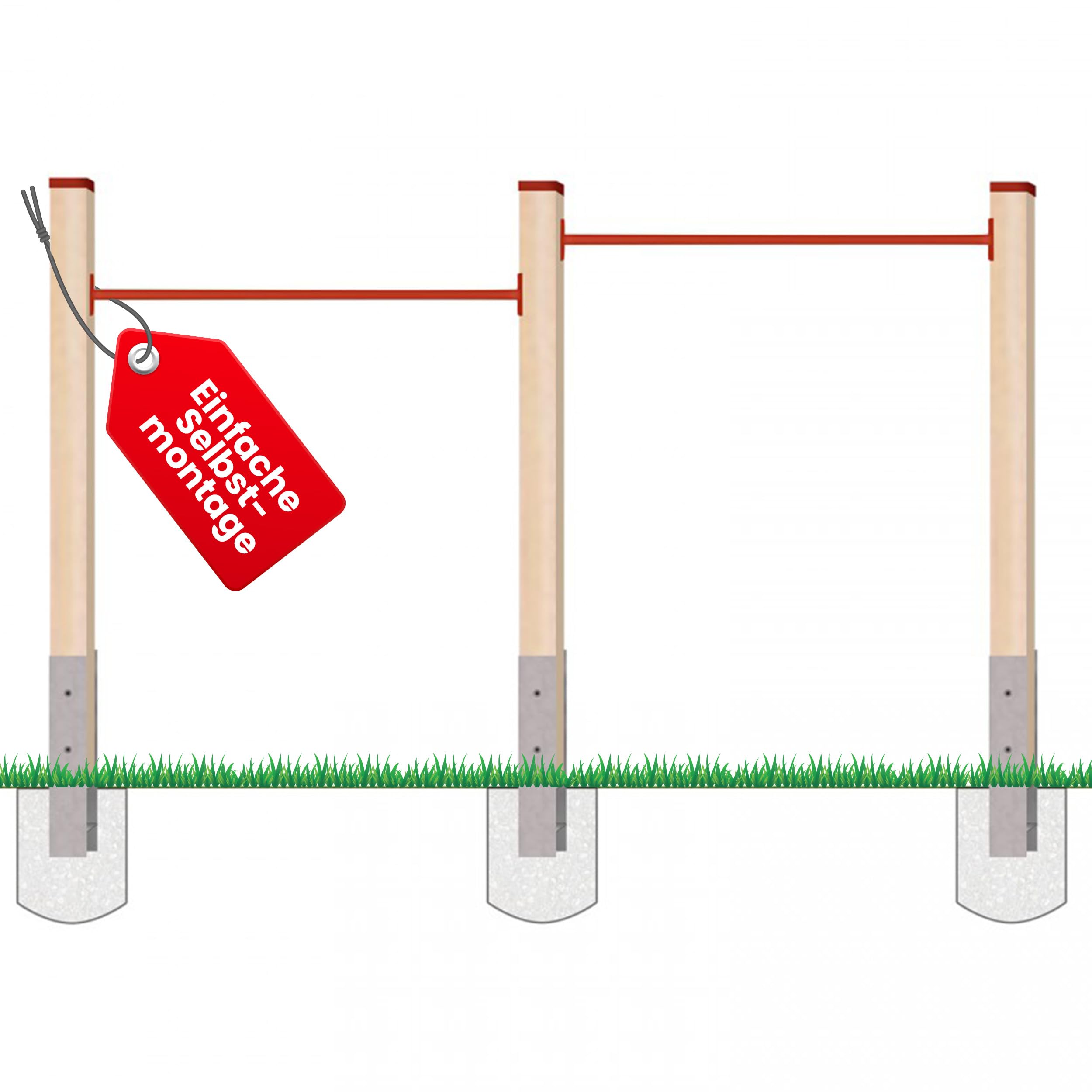 Gartenpirat Kids Wooden Gymnastics Bar - Double Horizontal Bars with Red Rails, DKR Model - Perfect for Home Playground & Indoor Fitness Training