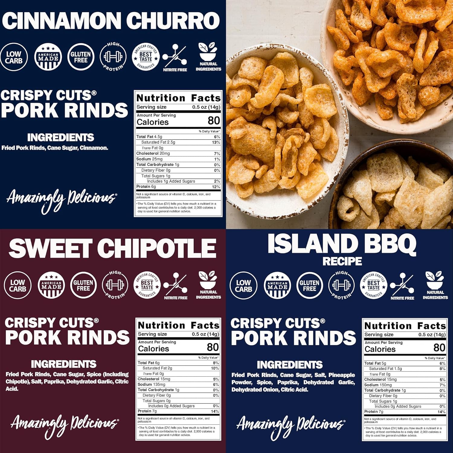 **Field Trip Gluten Free Pork Rinds – Paleo & Keto Friendly Airy Puffs – Crunchy High Protein Low Carb Snacks – Made from Back Pork Skins – 2.5oz Bag (4 Variety Pack) – Perfect for On-the-Go, Office, or Movie Night Snacking**