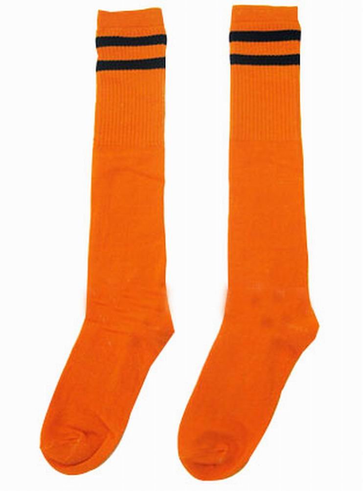 Breathable Football Socks for Kids - Black & Orange Knee High for Soccer Games