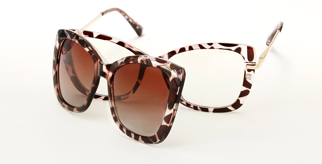 Playful Patterned Clip-on Sunglasses 7753 - Trendy UV Protection Eyewear for Outdoor Activities, Driving, and Fashion Accessories