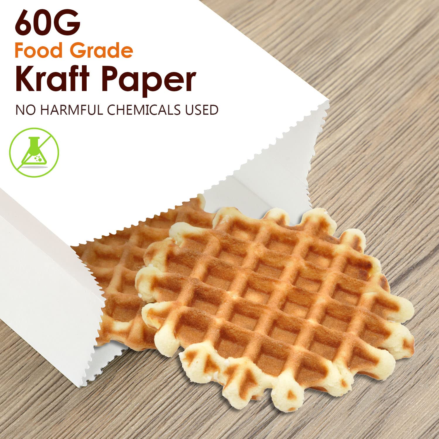Kslong 100PCS Mini White Paper Bags - 3.5x2.2x6.7 Inch Small Kraft Paper Treat Bags for Candy, Snacks, Popcorn, Lunch & Party Favors | Bulk Food Packaging for Weddings, Baby Showers, Birthday Parties & Thank You Gifts