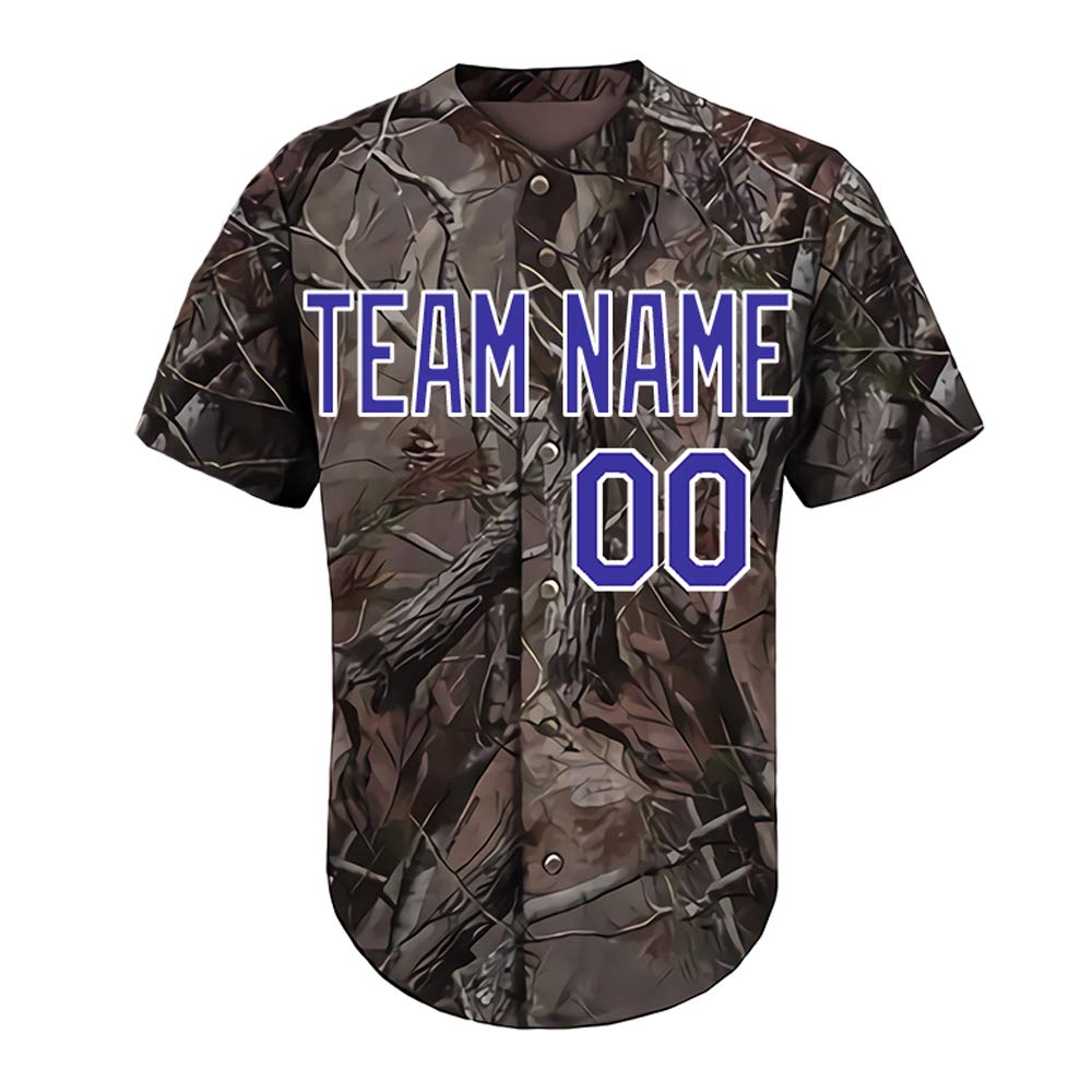 Custom Embroidered Camo Baseball & Softball Jerseys for Men & Women - Personalized Name & Number Printing - Perfect for Team Uniforms, Tournaments & Fan Apparel