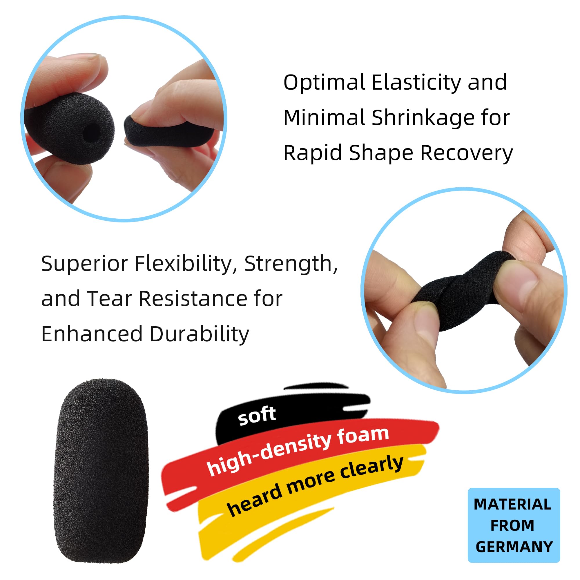 10 Pack Mini Foam Windscreens for Headset Microphone - High Density Mic Covers for Lavalier & Lapel Mics - Perfect for Podcasting, Streaming & Recording Studios