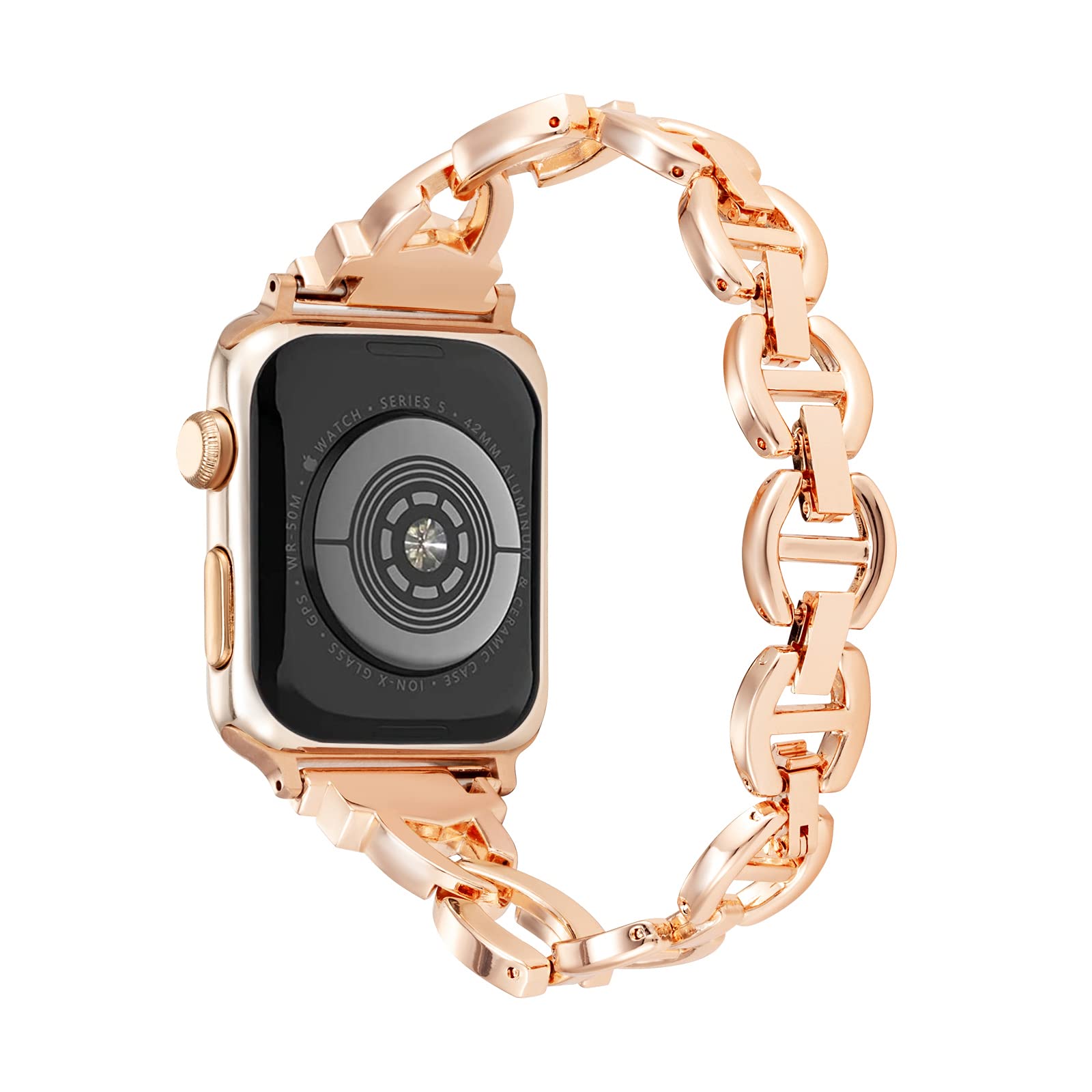 Premium Metal Watch Bands Compatible with Apple Watch 38mm 40mm 41mm 42mm 44mm 45mm SE SE2 iWatch Series 8 7 6 5 4 3 2 1 - Bling Diamond Bracelet for Women - Elegant Replacement Strap for Work, Party & Daily Wear