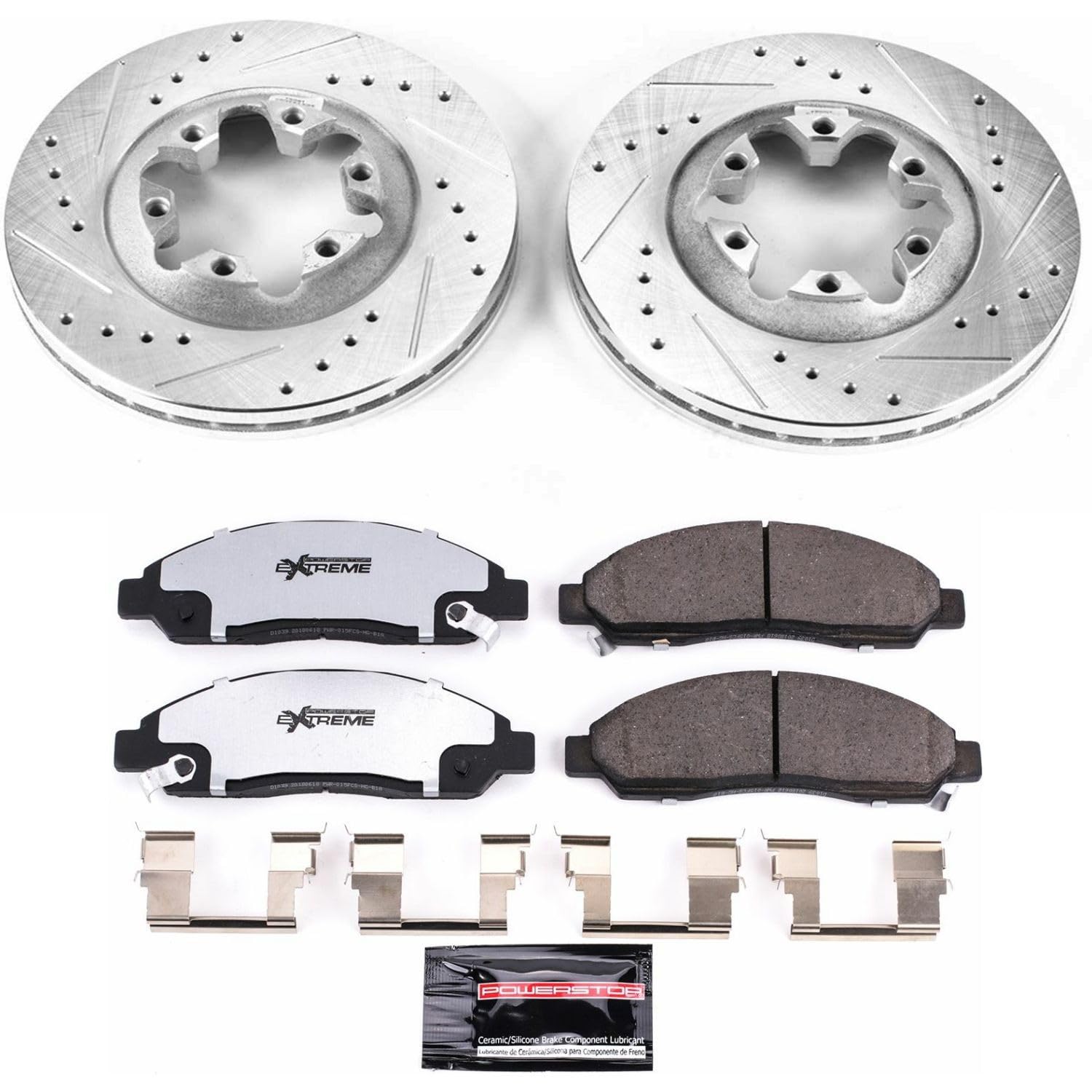 Power Stop K2066-36 Z36 Truck & Tow Brake Kit - Carbon Fiber Ceramic Brake Pads with Drilled & Slotted Rotors for Chevy Colorado, GMC Canyon, Isuzu i-290 & i-370 | Heavy-Duty Towing & Off-Road Performance