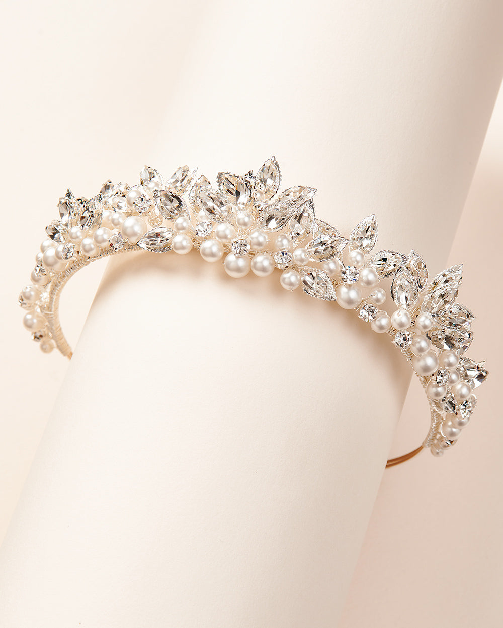 Zinnia Pearl Tiara - Elegant Bridal Hair Accessory for Weddings, Prom & Special Occasions