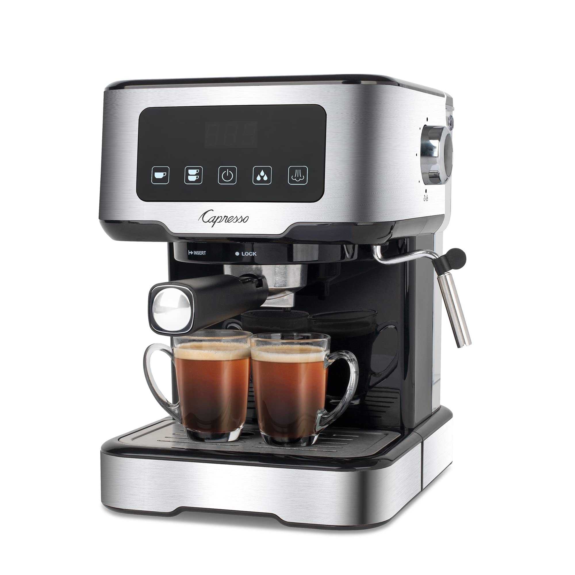 Capresso Café TS Touchscreen Espresso Machine - 50oz Silver Coffee Maker for Home & Office | Perfect for Espresso, Latte & Cappuccino Lovers