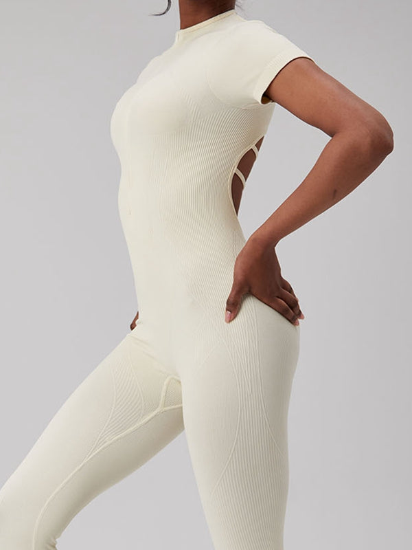 ZASUWA Women's Sexy Ribbed Cutout Jumpsuit with Zipper - Perfect for Night Out, Party & Date Night