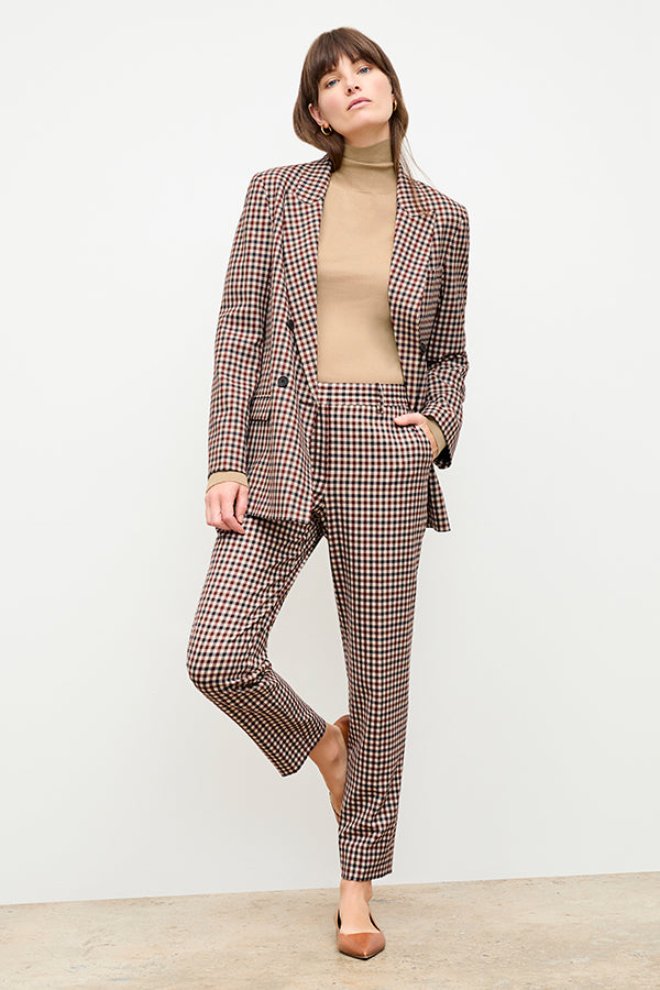 Mejia Men's Windowpane Sharkskin Dress Pants - Classic Business Casual Trousers for Office Work & Formal Events